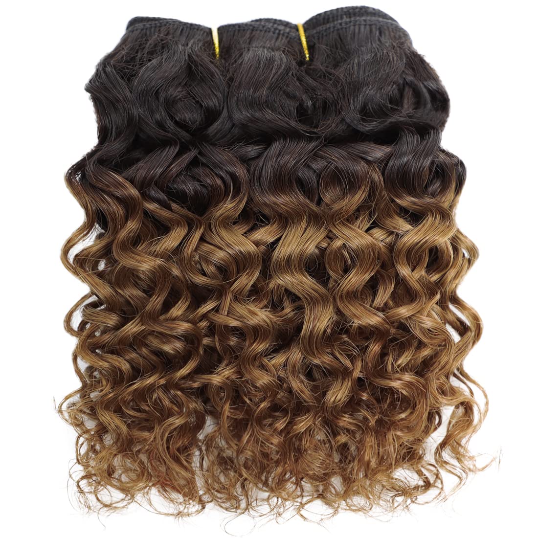 8 Inch Brazilian Virgin Human Hair Bundles - 4 Packs 1B/30# 12A Unprocessed Kinky Curly Weave Hair (55g/Bundle) for Natural Wet & Wavy Hairstyles - Perfect for Protective Styles, Weaves, Braids & Extensions