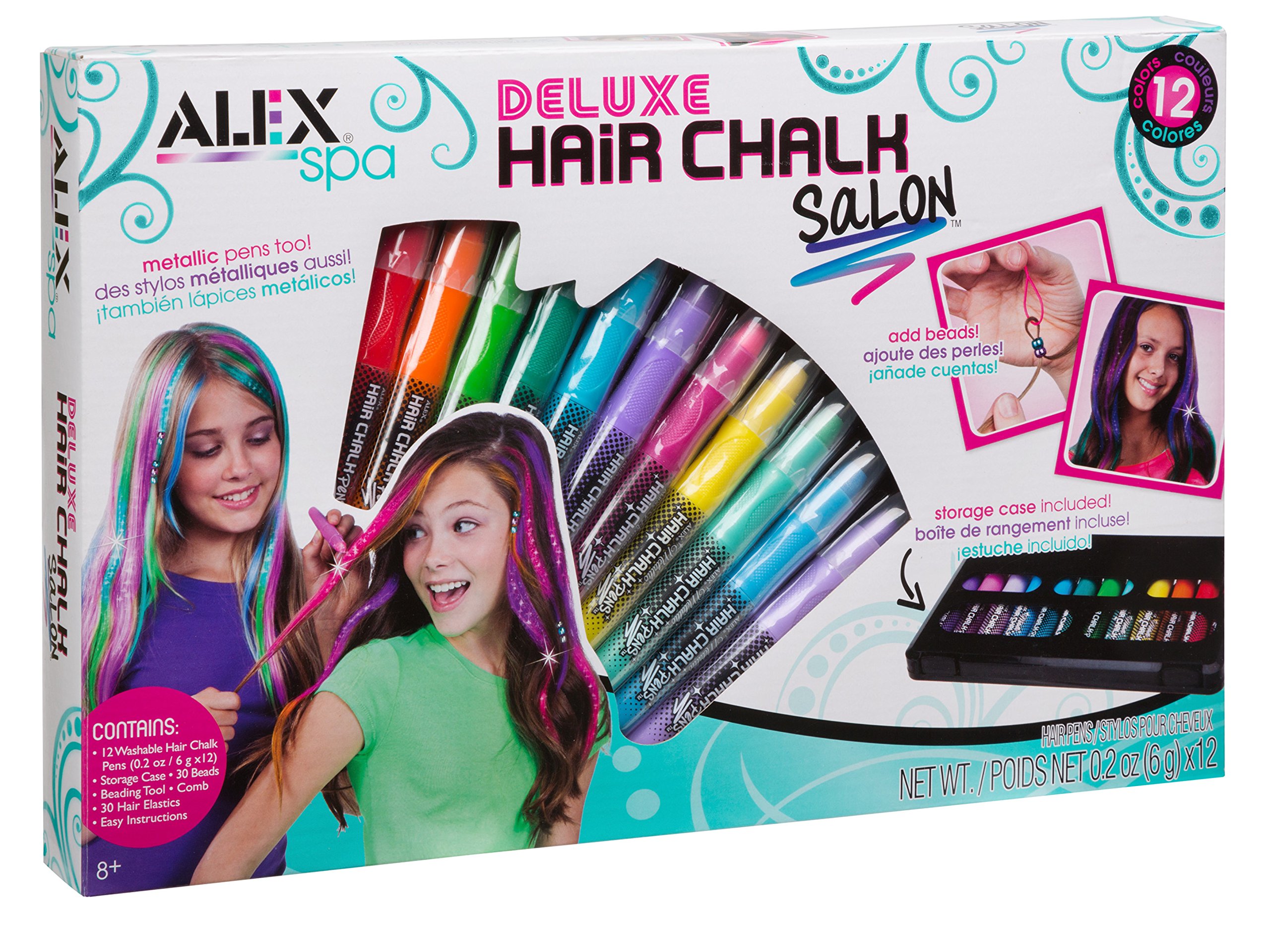 Alex Spa Deluxe Hair Chalk - Temporary Hair Color for Girls & Teens - Salon Quality Fashion Accessory for Parties, Halloween & Cosplay