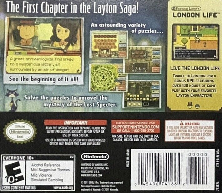 Professor Layton and the Last Specter - Nintendo DS Puzzle Adventure Game | Solve Mysteries & Brain Teasers | Perfect for Family Game Nights & Travel Entertainment