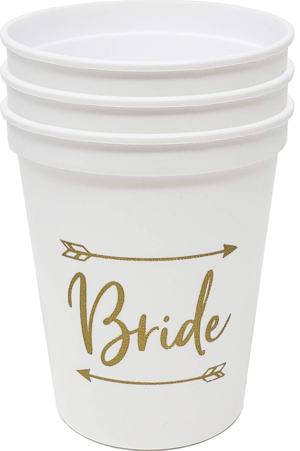 Funky Junque Bridal Bachelorette Party Cups - Set of 3 Bride Champagne Glasses (White) - Perfect for Wedding Showers, Girls Night Out & Bachelorette Celebrations