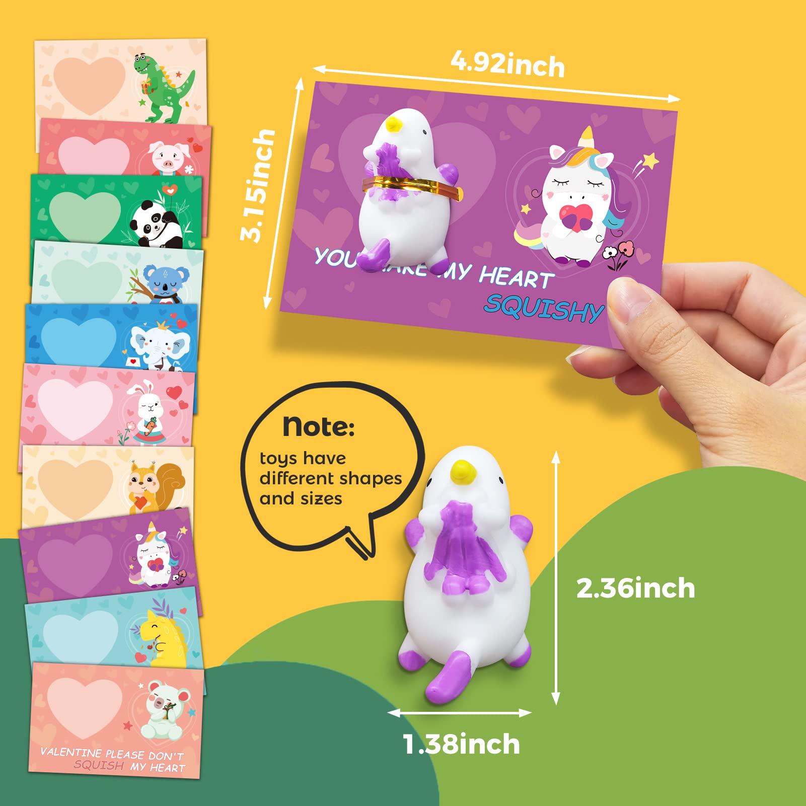 30 Pack Valentine's Day Cards with Mochi Squishy Toys - Cute Mini Stress Relief Toys for Kids, Classroom Prizes & Gift Exchange - Perfect for Valentine's Day School Parties & Friendship Gifts