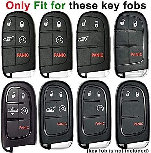 Premium Soft Full Protection Key Fob Cover for Jeep & Dodge - Compatible with Jeep Grand Cherokee, Wrangler, Compass, Cherokee, Renegade, Patriot, Grand Commander (Blue) - Durable Key Case Shell for Everyday Protection & Style