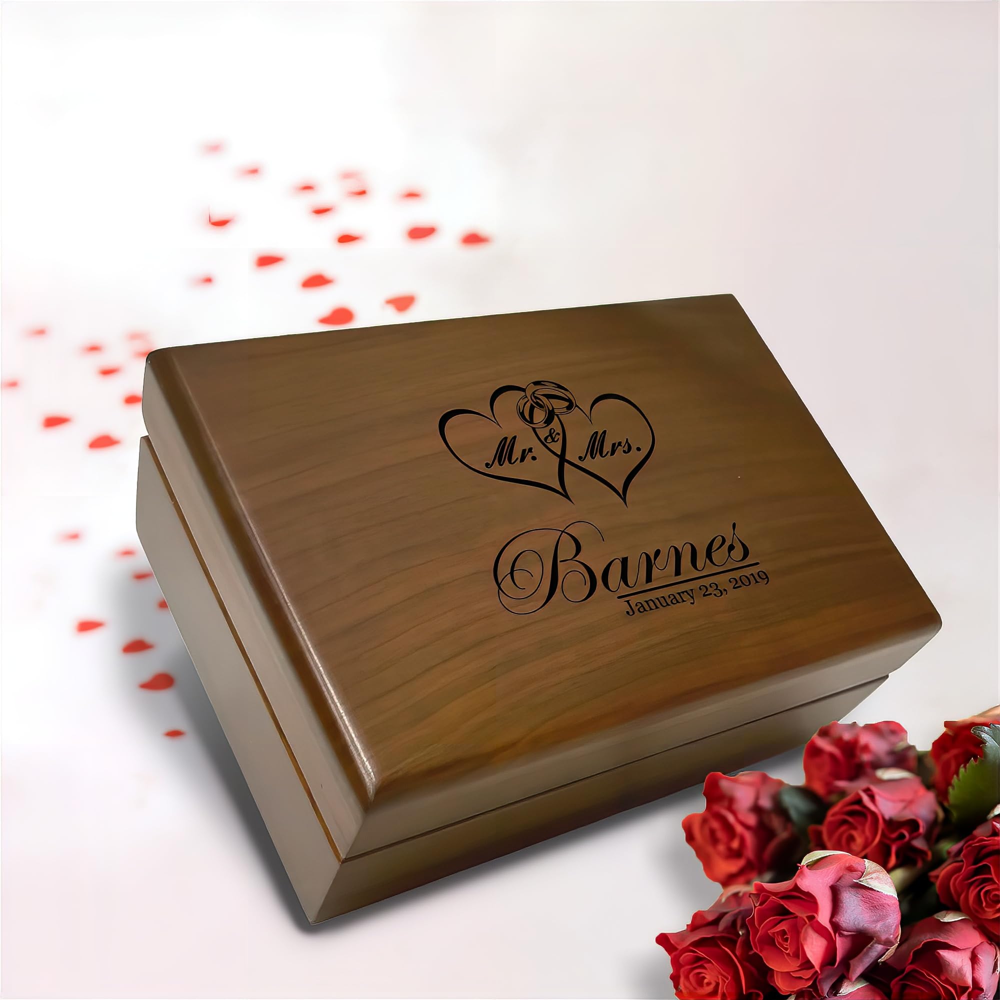 Personalized Wedding Gifts for Couples - Engraved Wooden Keepsake Memory Box for Newlyweds, Unique Engagement & Anniversary Gift - Perfect for Wedding Day Mementos, Photos & Romantic Surprises