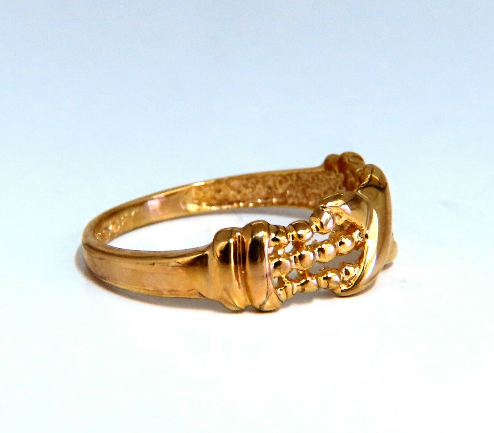 14K Gold Beaded Deco Ring for Women - Elegant Stackable Jewelry for Everyday Wear & Special Occasions