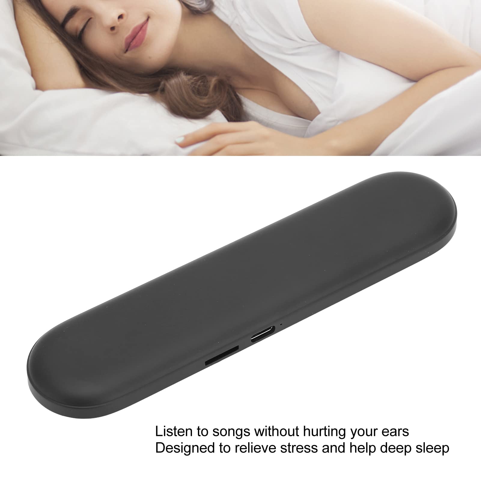 Elprico Ultra Thin Pillow Speaker - Mini Bone Conduction Bluetooth 5.3 Speaker with Stereo Bass & Timer Function (Black) | Wireless Sleep Aid for Side Sleepers, Meditation & Relaxation
