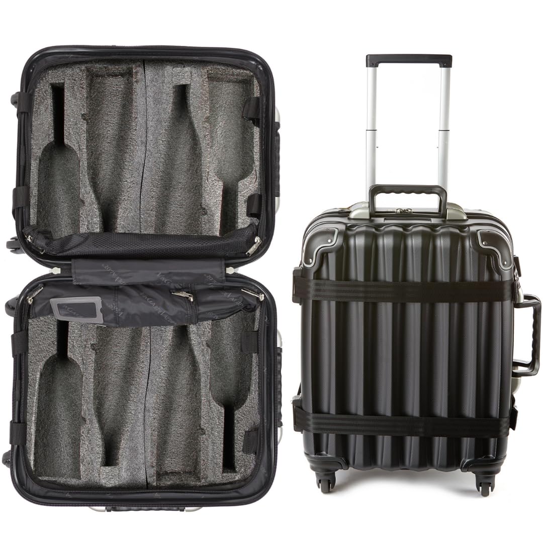 VinGardeValise® The Original 8-Bottle Wine Suitcase - TSA Approved Hard Shell Travel Luggage with Shockproof Foam for Secure Wine Bottle Protection | Perfect for Wine Enthusiasts, Collectors & Air Travel | Durable Black Design for Safe Wine Transport