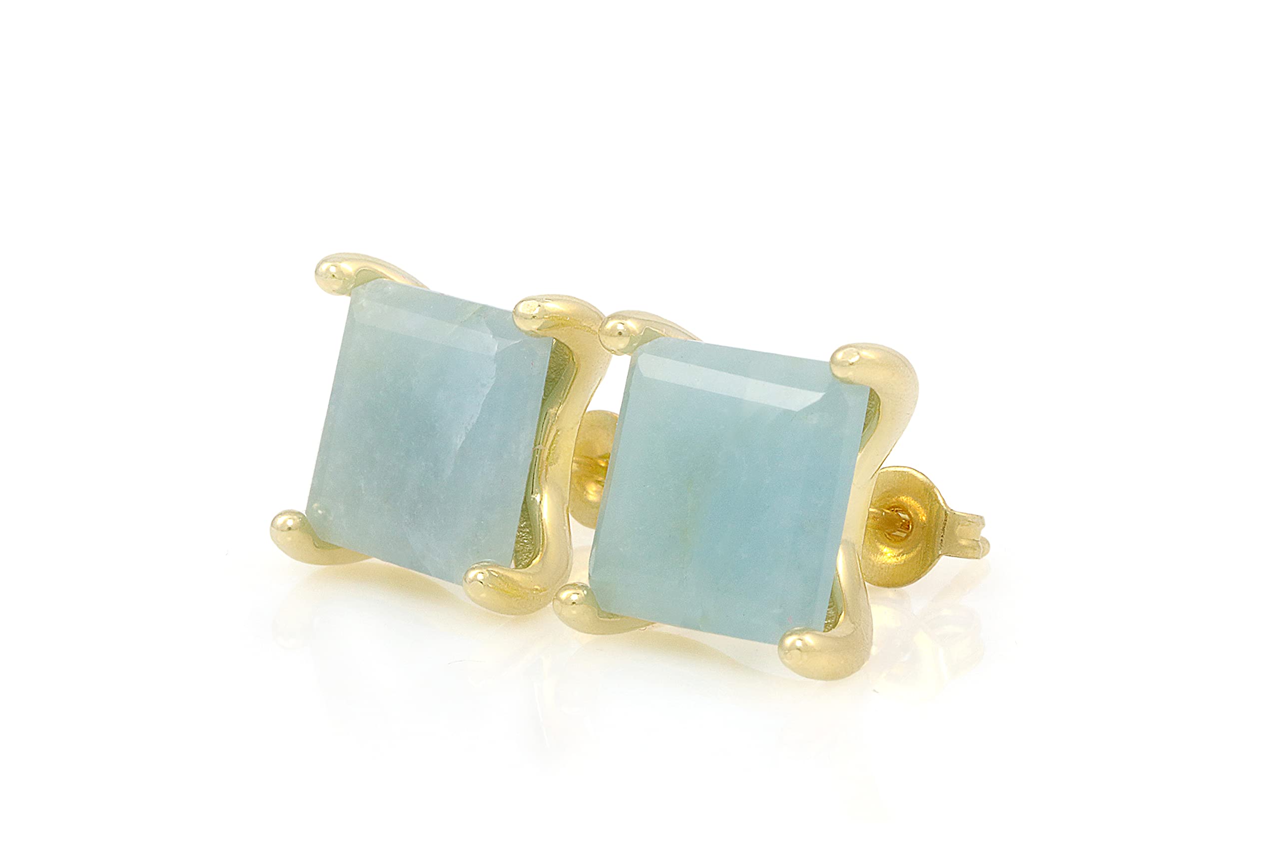 Elegant Square Aquamarine Earrings for Women - March Birthstone Stud Earrings, Fashion Statement Jewelry Gift with Jewelry Box - Perfect for Bridal, Party, Anniversary & Special Occasions