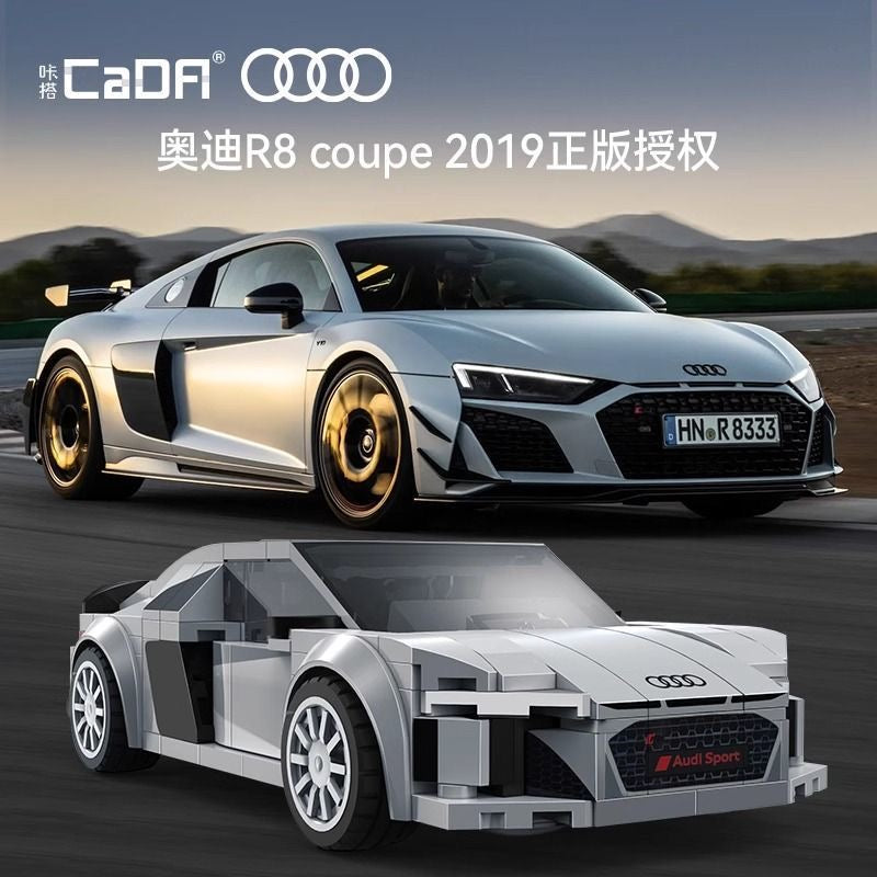 CADA C55027 Audi R8 Coupe 2019 Sports Car Building Blocks Set - 1:24 Scale Model Kit for Adults & Teens - Perfect for Car Enthusiasts, Collectors & DIY Hobby Projects | Great Gift for Birthday, Christmas & Display Decor