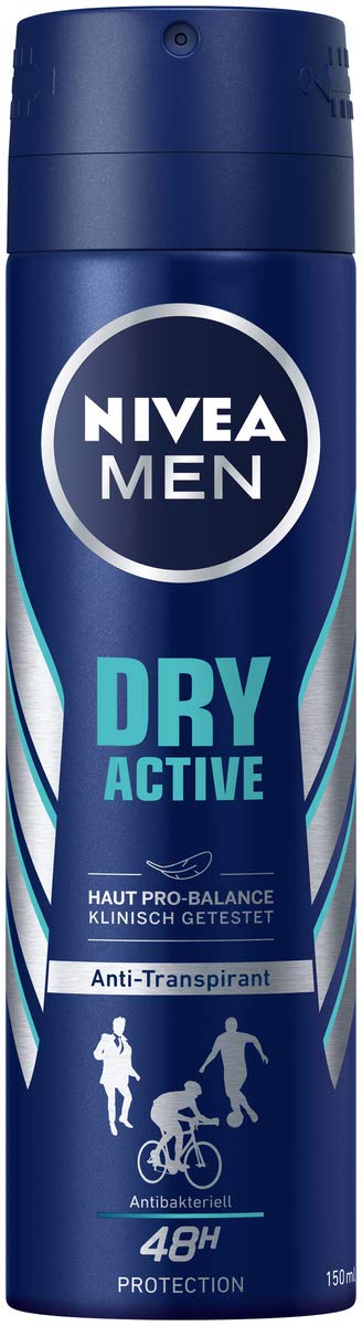 Nivea Men Dry Active Deodorant Spray 150ml - Long Lasting Protection for Men - Fresh Scent for Gym, Work & Daily Use