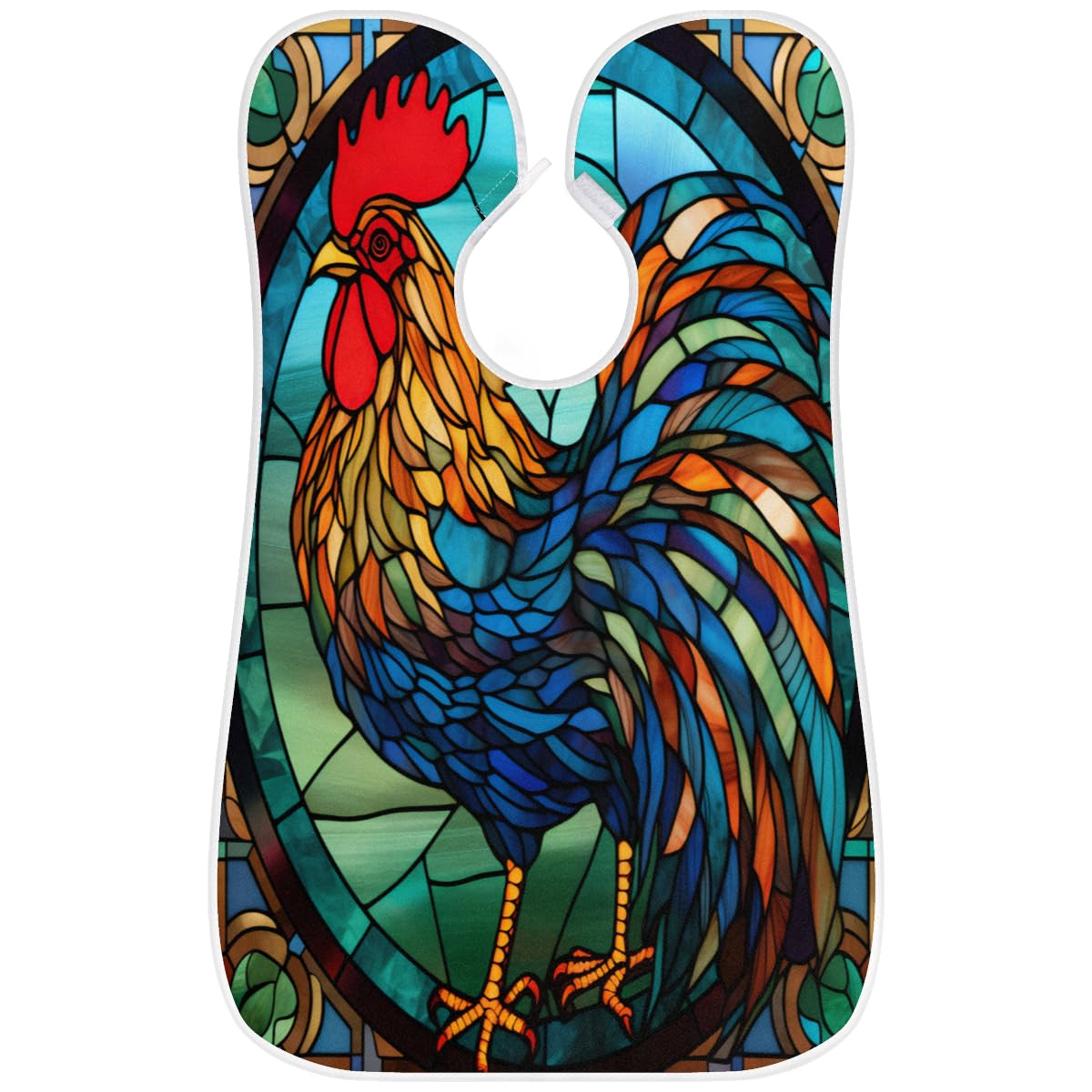 Rooster Glass Painting & Beard Shaving Bib for Men | Hair Dye & Makeup Apron | Artist & Barber Cape for Hair Cutting | Beard Hair Catcher for Sink | Perfect Gift for Barbers & Stylists | Great for Salon, Home Grooming & Art Projects