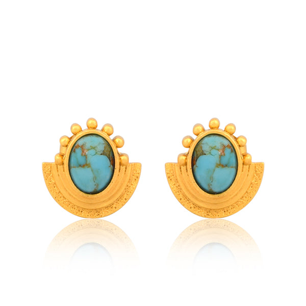 Santorini Sunset Stud Earrings - Turquoise Blue Gemstone Jewelry for Women | Perfect for Beach Weddings, Vacation Accessories & Boho Fashion
