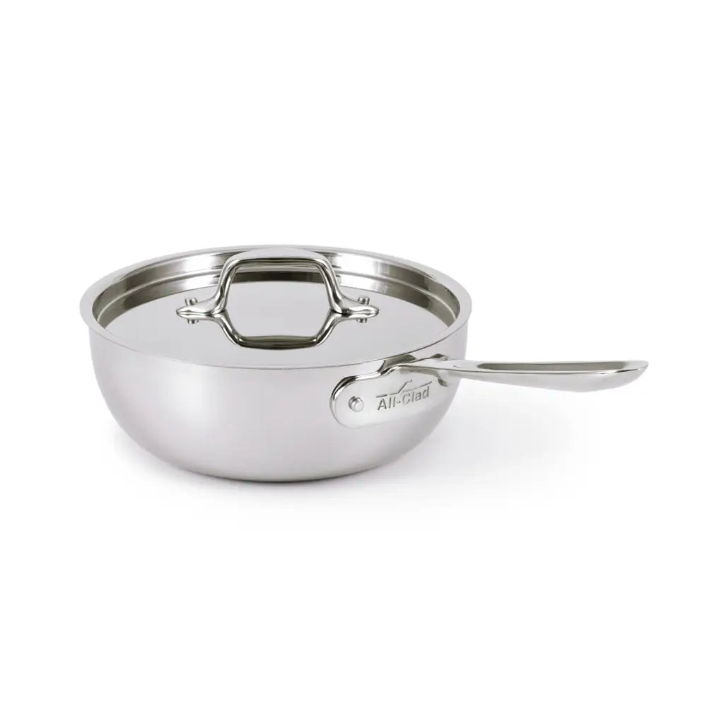 All-Clad D3 Stainless Steel 2-Quart Saucier Pan with Lid – Professional Cookware for Sauces, Soups & Stews – Perfect for Home Chefs & Gourmet Cooking