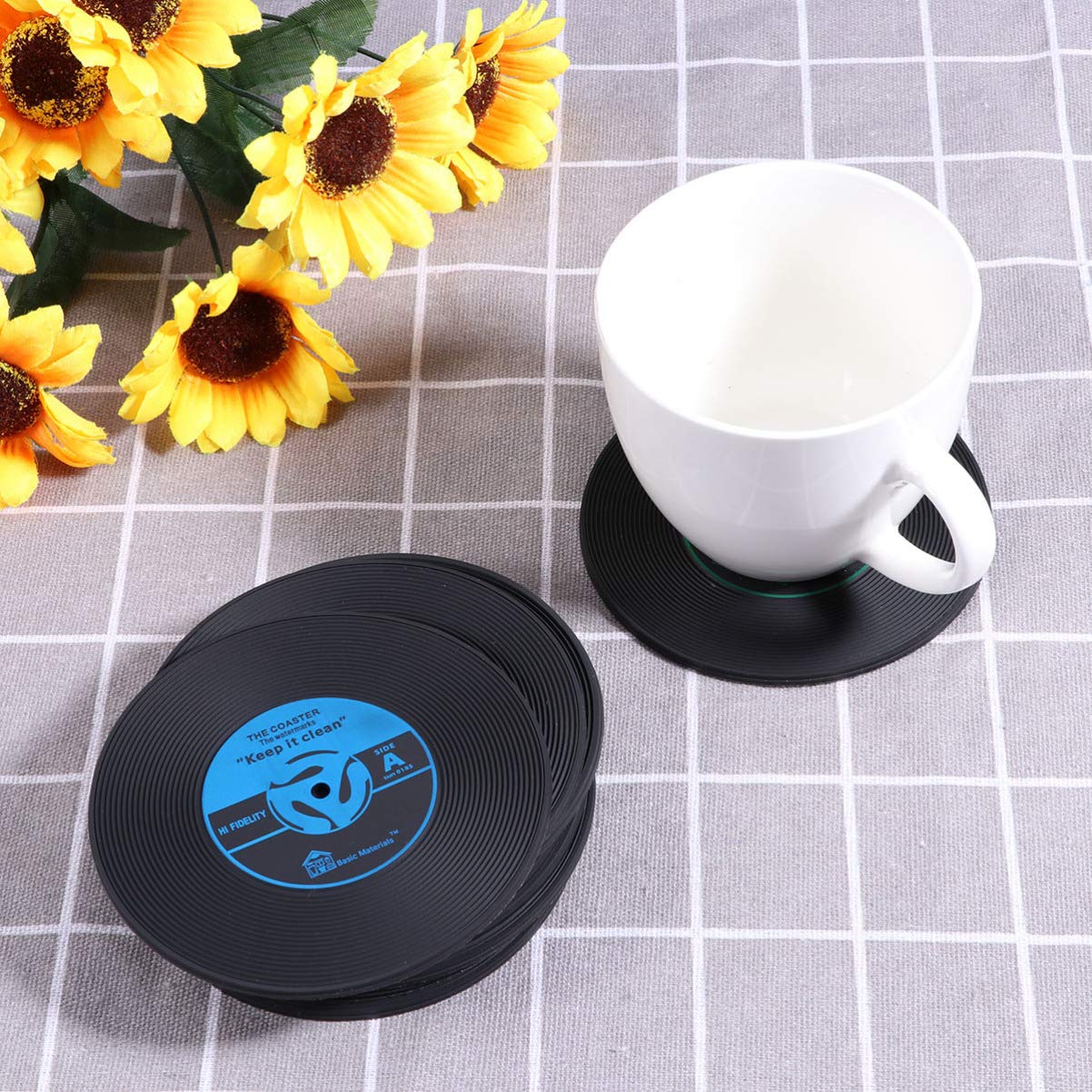 10-Pack Hemoton Retro Round Coasters for Coffee & Drinks - Absorbent Cup Holders, Table Mats for Wedding, Home & Office Use