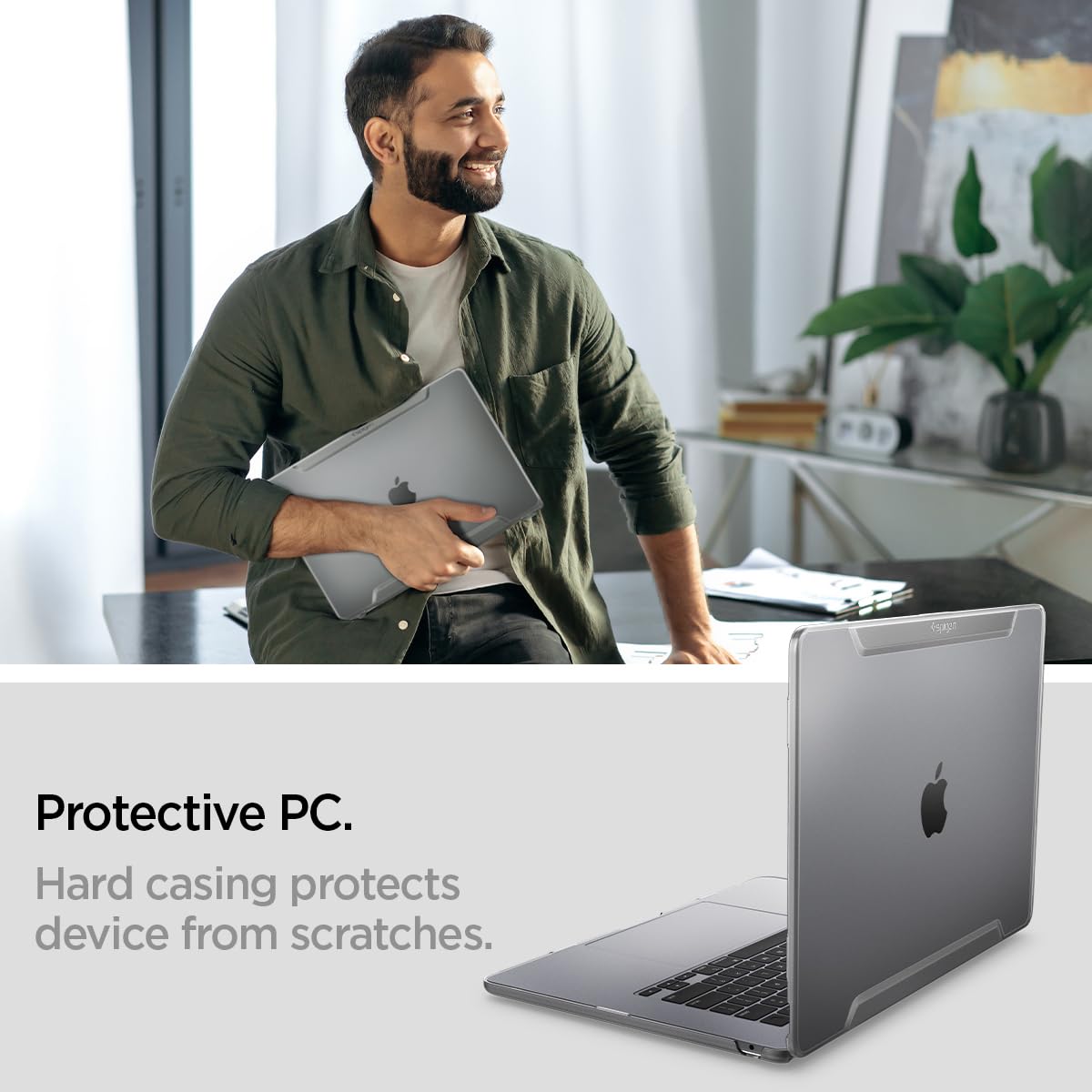 Spigen Thin Fit Transparent Hard Shell Case for MacBook Air 15 inch (M4 2025, M3/M2 2024-2022 Models) - Crystal Clear Protective Cover for A3114 & A2941 - Perfect for Office, Travel and Everyday Use
