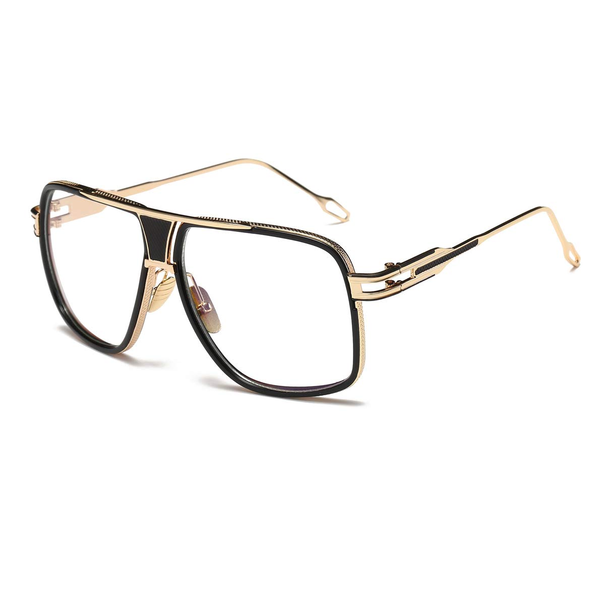 Dollger Oversized Classic Black Sunglasses for Men - Retro Gold Alloy Frame UV Protection Shades - Perfect for Driving, Beach & Outdoor Activities