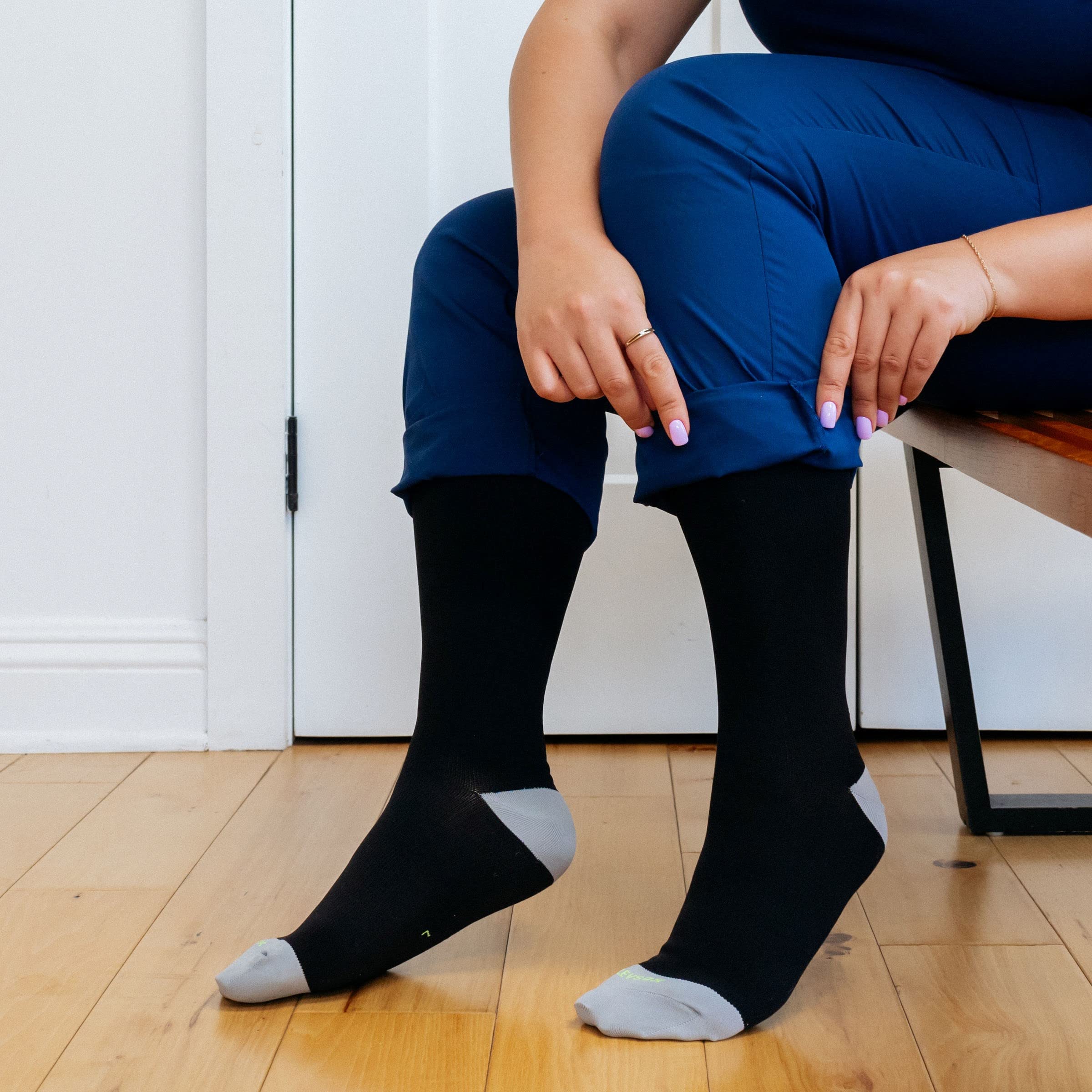 Wide Calf Compression Socks for Women & Men - Extra Large Size 15-20 mmHg Support Socks for Nurses, Running, Pregnancy & Travel - Improve Circulation & Reduce Swelling for Long Shifts, Workouts & Flights