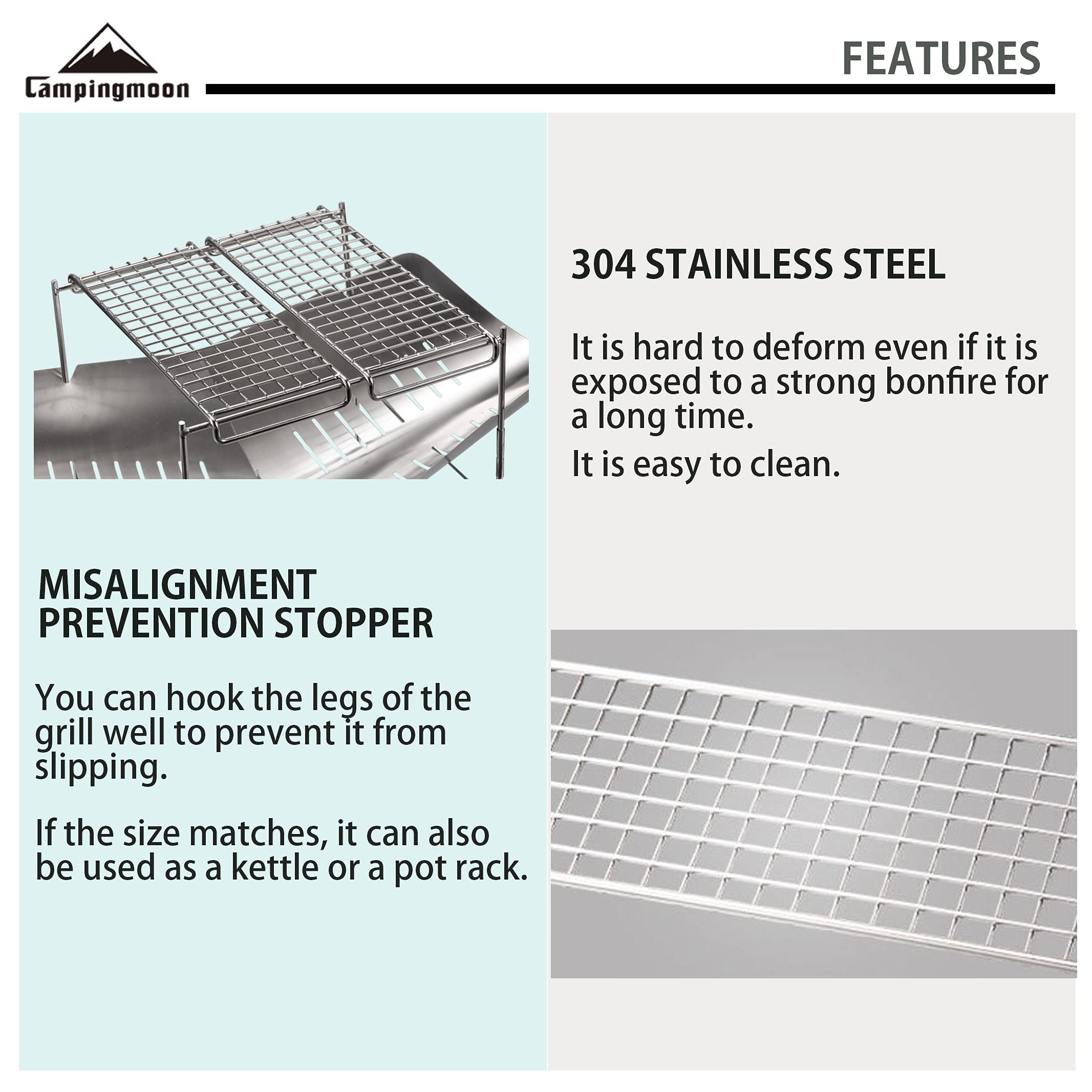 Premium 304 Stainless Steel Camping Stove Grill Grates - Heavy Duty Cooking Grills for Campfire, Open Fire & Outdoor Cooking | Compatible with MTG-G, MTG-2G, MTG-JS, MTG-JL Models | Perfect for Backpacking, RV Trips & Picnics