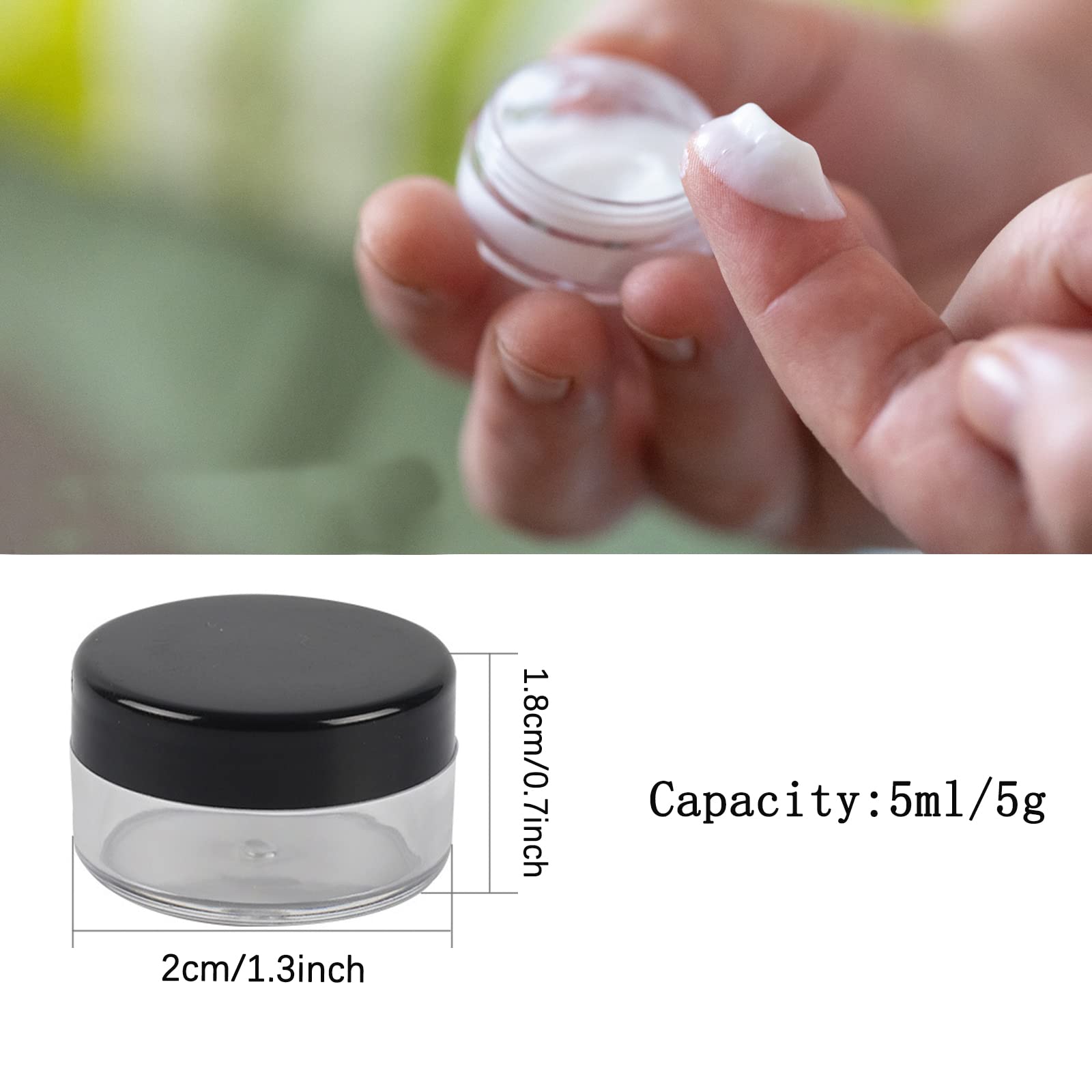 4 Pack Small Travel Toiletry Pots - 10 Gram Cosmetic Sample Jars with Lids - Leakproof Plastic Containers for Lip Balm, Creams & Makeup Samples (Black) | Perfect for Travel, Gym & Daily Beauty Organization