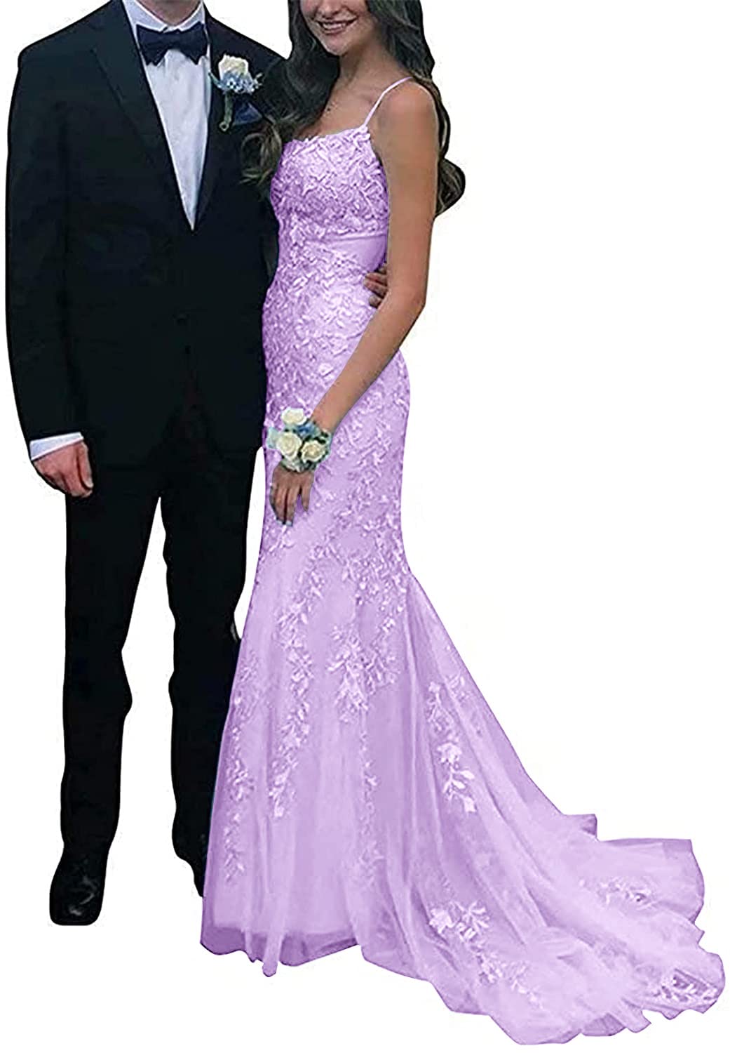 Elegant Lace Appliques Tulle Bridesmaid Dresses with Spaghetti Straps - Women's Mermaid Prom Gowns for Weddings, Parties & Special Occasions