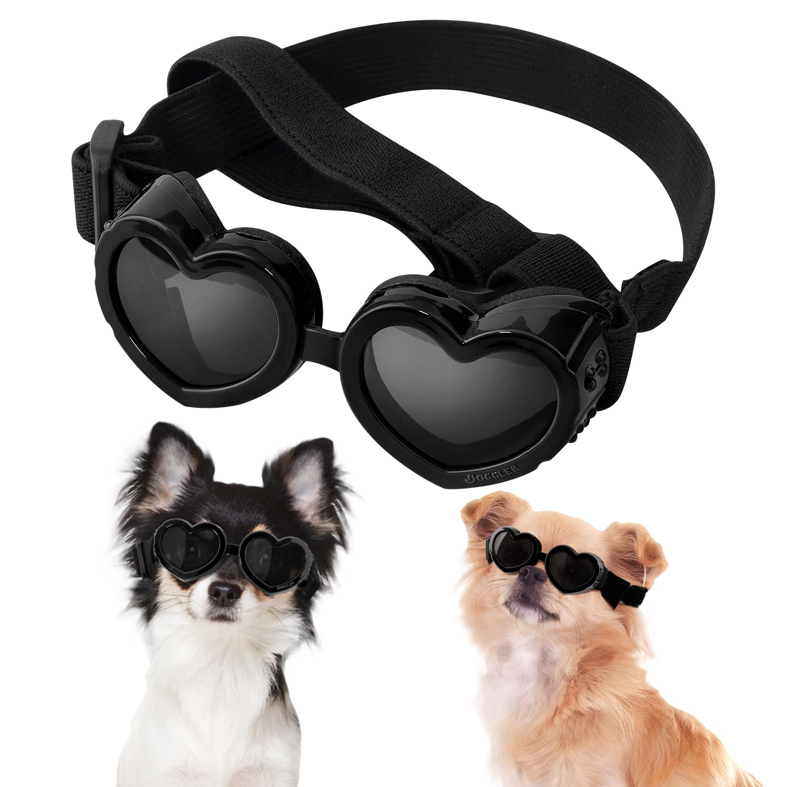 UV Protection Dog Sunglasses for Small Breeds - Anti-Fog, Windproof & Dustproof Pet Goggles - Adjustable Puppy Sunglasses for Motorcycle Riding, Driving, Snow Sports & Outdoor Adventures (Black)