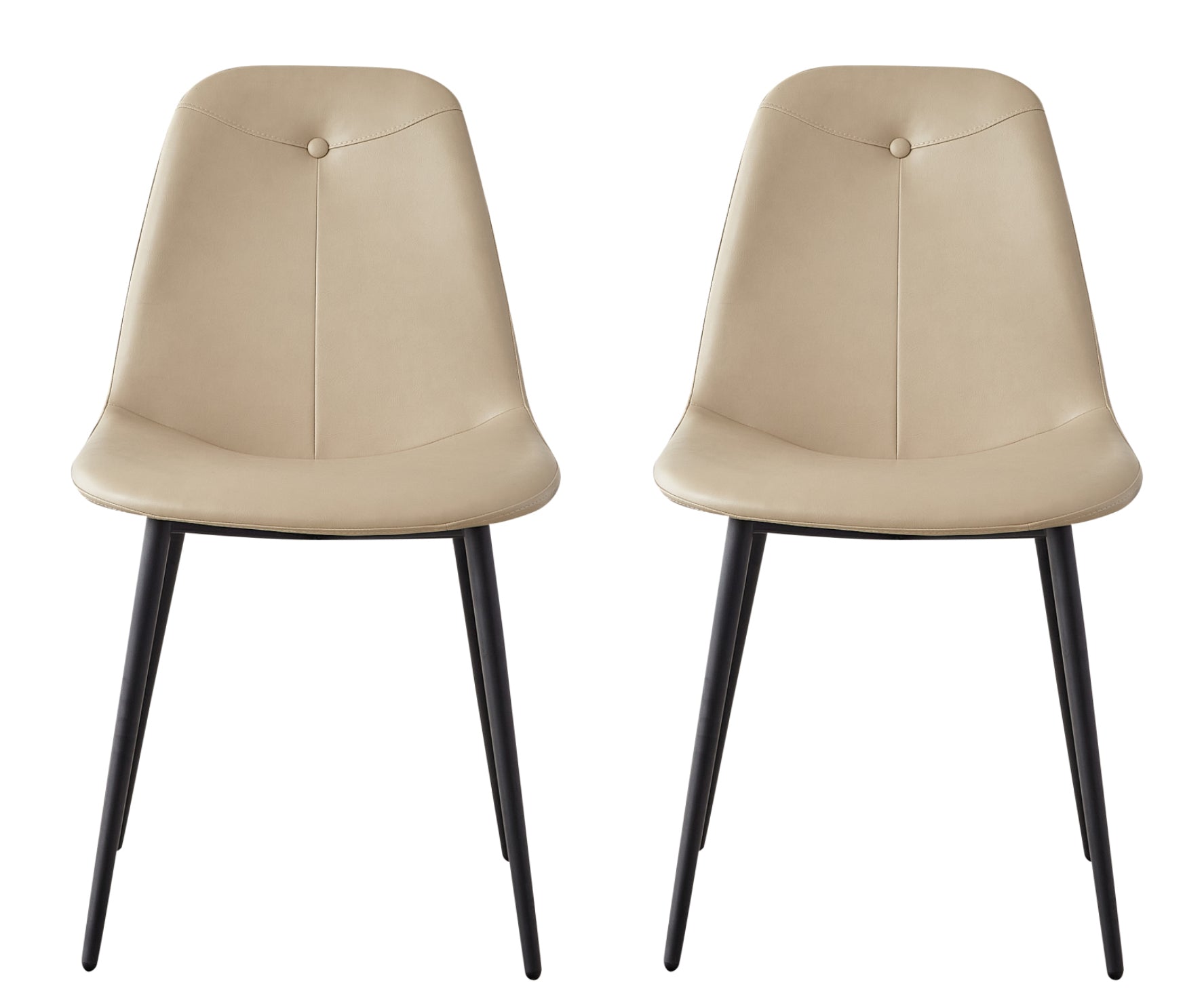 Mid Century Modern Dining Chairs Set of 2 - High Back PU Faux Leather Upholstered Kitchen & Dining Room Chairs with Metal Legs - Comfortable Large Padded Accent Chairs for Home, Restaurant or Cafe