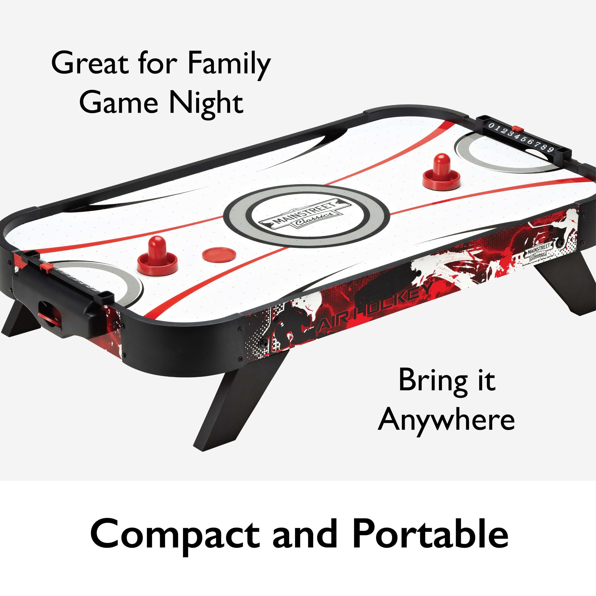 GLD Products Mainstreet Classics Table Top Air Hockey Game - Fun Indoor Family & Party Entertainment for Kids & Adults
