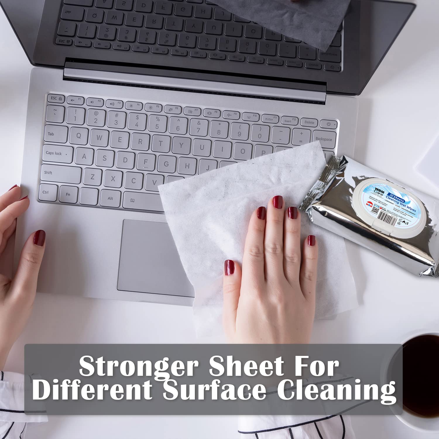 WBM Care Thick & Strong Unscented Wet Wipes - 50 Sheets per Pack (6 Packs) | Multi-Surface Cleaning Wipes with Flip-Top Dispenser | Ideal for Home, Office, Baby Care & Travel Use