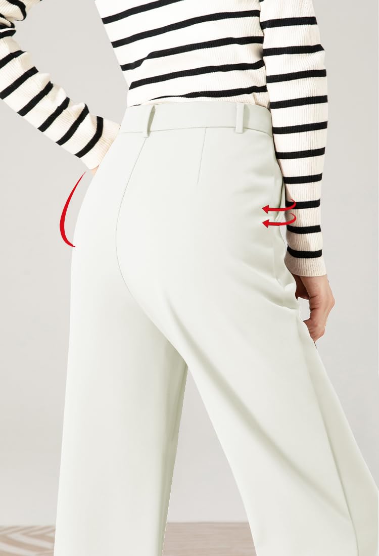 Women's High Waisted Wide Leg Business Casual Pants - Straight Leg Work Trousers with Pockets - Office Wear & Professional Attire for Women | Perfect for Business Meetings, Office Work & Smart Casual Outfits