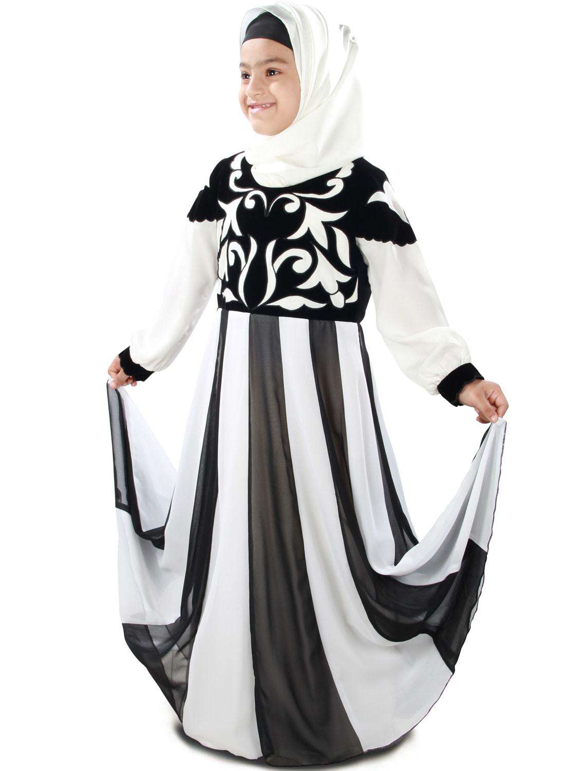 Shurafa Girls Islamic Abaya Dress for Kids - Modest Prayer Outfit for School & Special Occasions