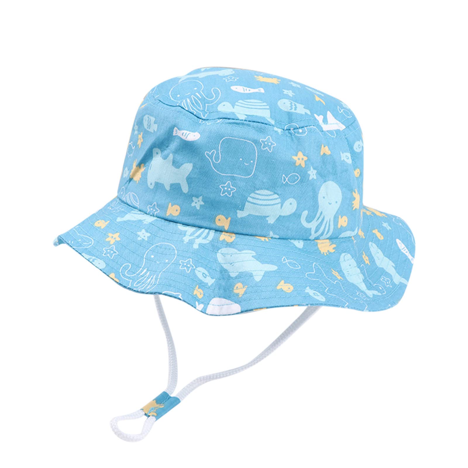 Adjustable Kids Sun Hat with Chin Strap - UPF 50+ UV Protection for Summer & Spring - Cute Cartoon Beach Hat for Outdoor, Swimming & Playtime