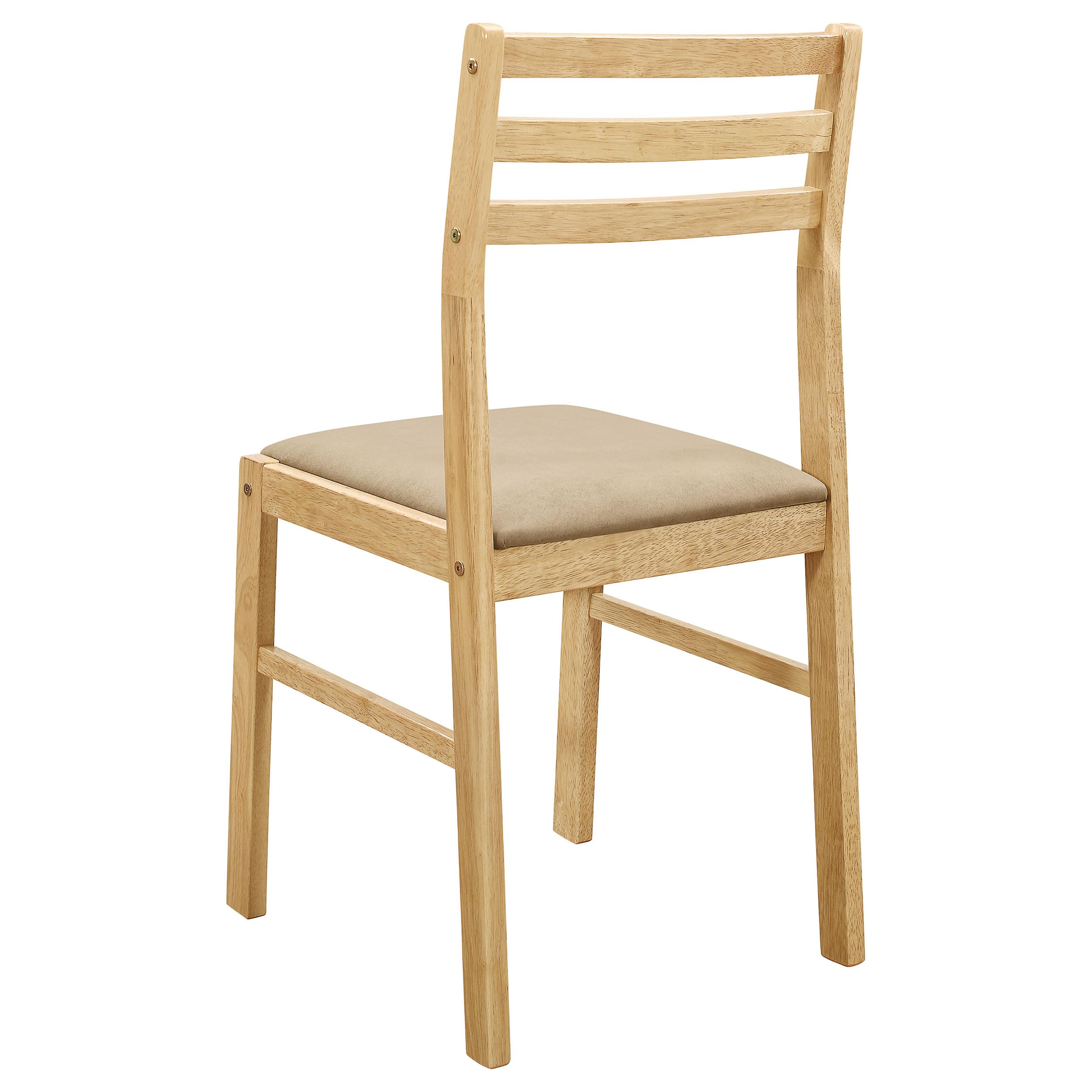 Coaster Home Furnishings 3-Piece Round Wood Dining Set with Drop Leaf Extension Table & Upholstered Ladder Back Chairs - Beige/Natural (130006) | Perfect for Small Spaces, Breakfast Nooks & Cozy Dining Areas