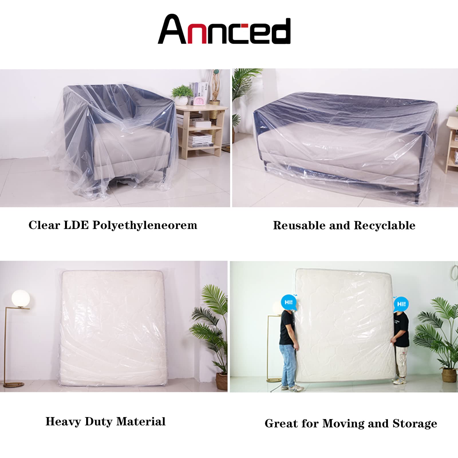 2 Packs Heavy Duty Mattress Bags for Moving & Storage - 4 Mil Thick Tear & Puncture Resistant Polyethylene Plastic Cover Protector (Twin & XL Twin Size) - Perfect for Home Moving, College Dorm Storage & Long-Term Protection