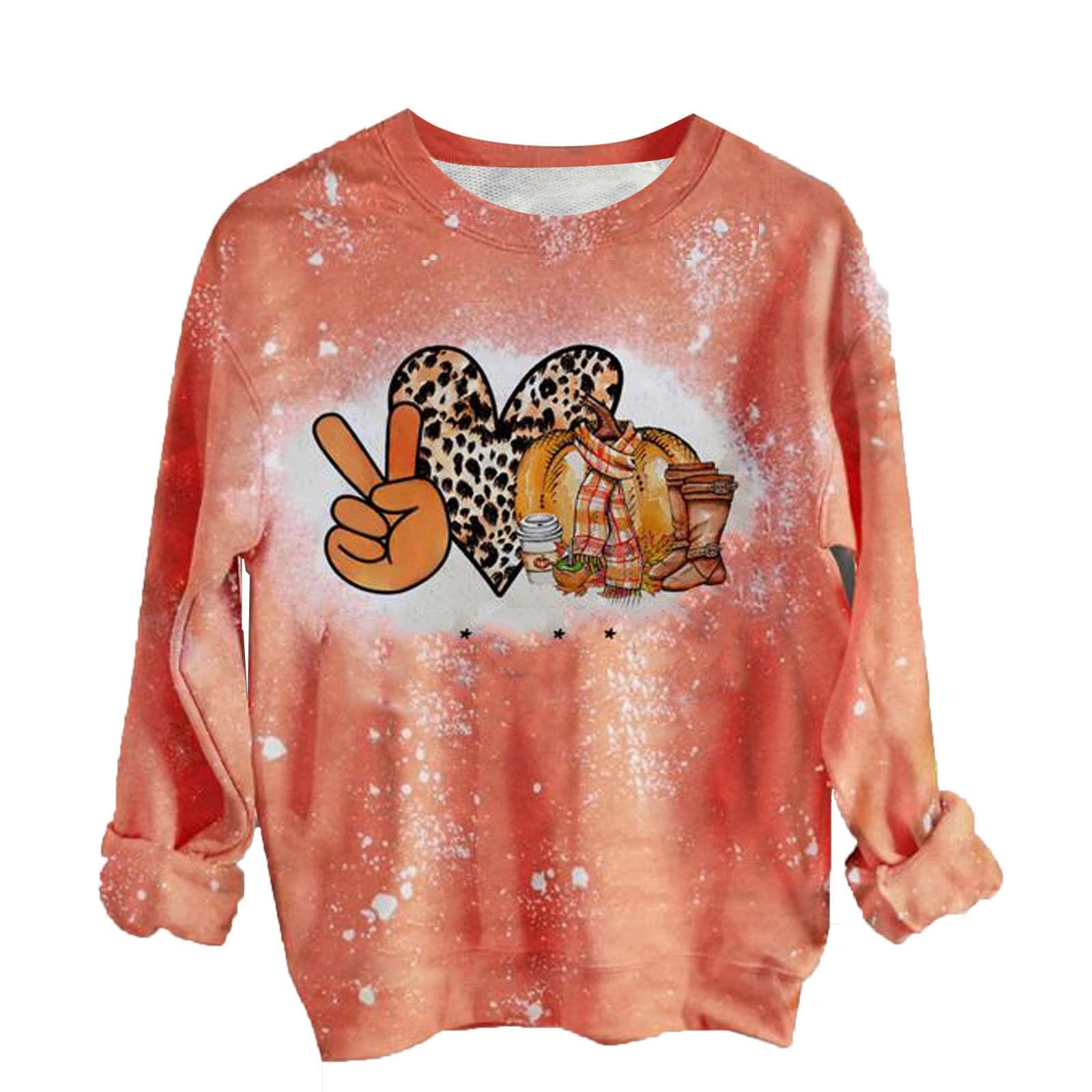 Women's Halloween Graphic Long Sleeve Crewneck Sweatshirt - Oversized Casual Fall T-Shirt for Costume Parties, Trick or Treating & Spooky Season Outfits