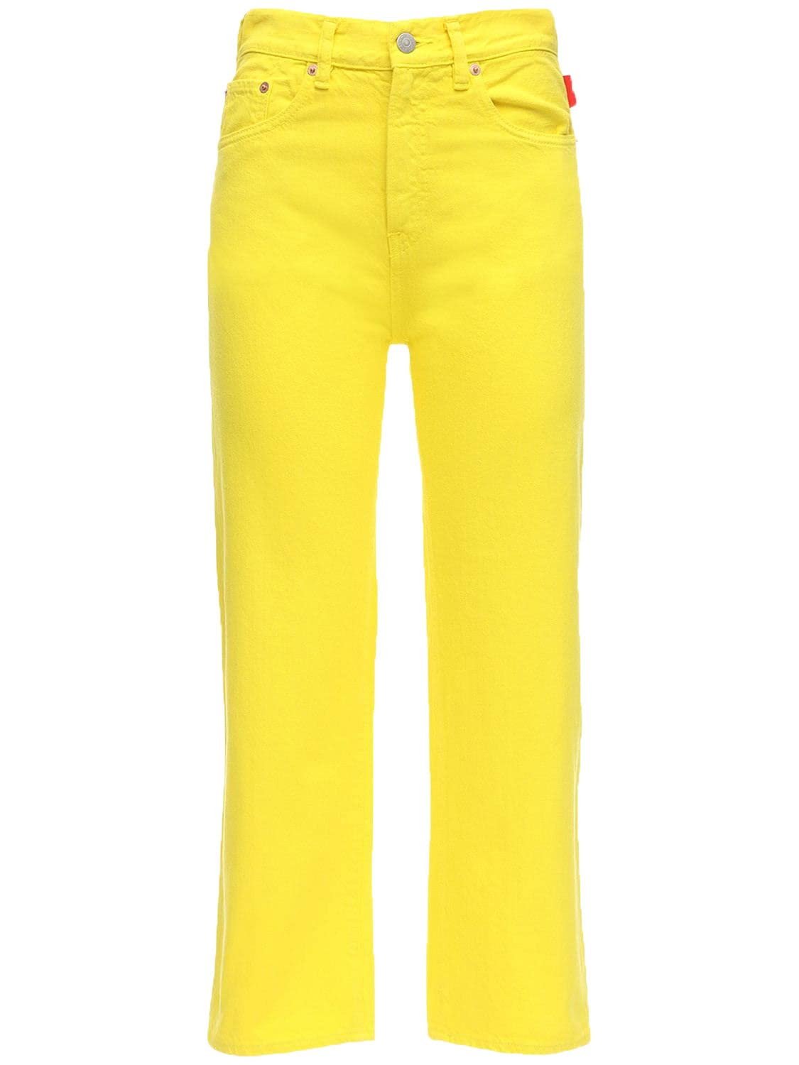 Women's High Rise Cropped Yellow Jeans with Pierce Details - Perfect for Casual Outfits, Street Style & Everyday Wear