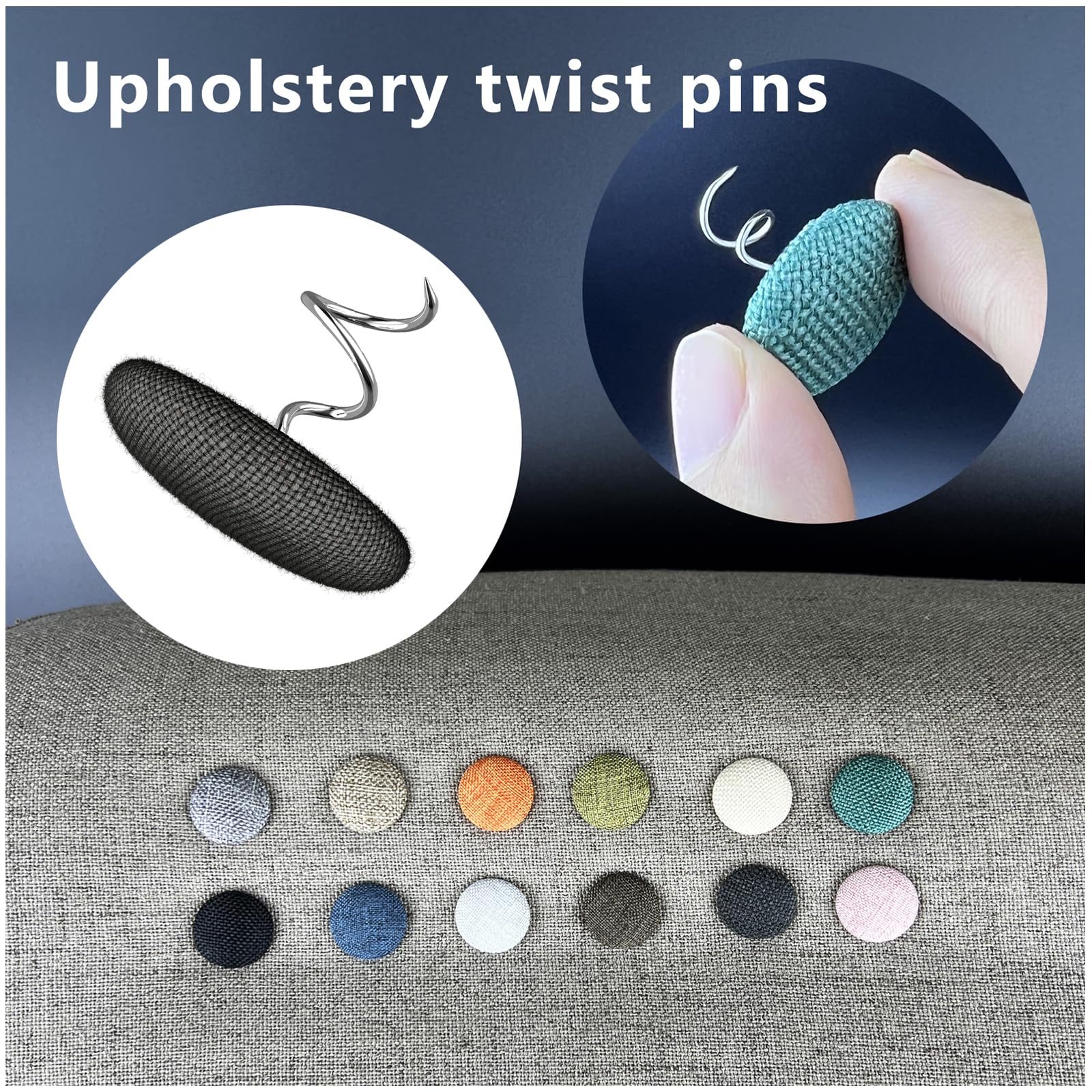 40 Pcs Upholstery Tacks - Fabric Covered Button Twist Pins for Sofa, Armchair, Bed Skirts & Slipcovers - Brown Decorative Nails - Perfect for DIY Furniture Repair & Home Decor Projects