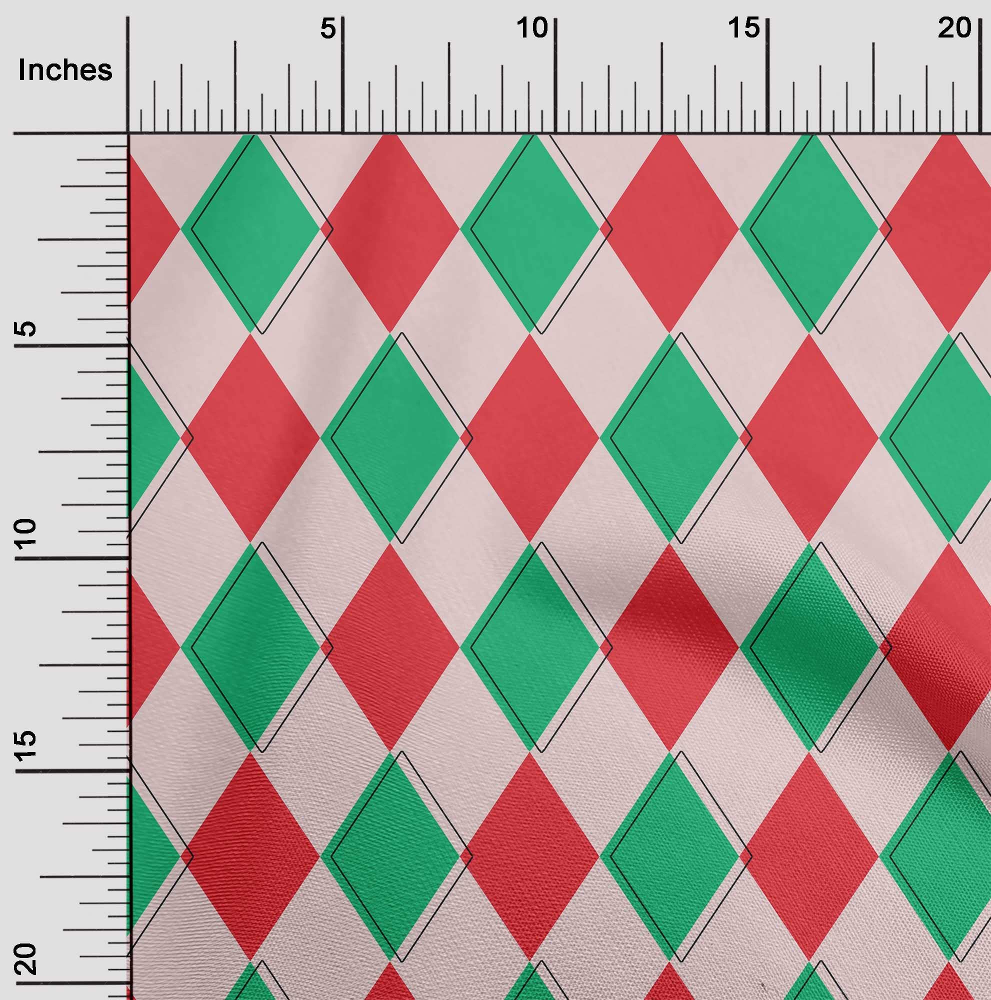 oneOone Rayon Red Argyle Print Fabric by The Yard - 56 Inch Wide for DIY Clothing, Quilting & Sewing Projects - Perfect for Dresses, Skirts & Home Decor