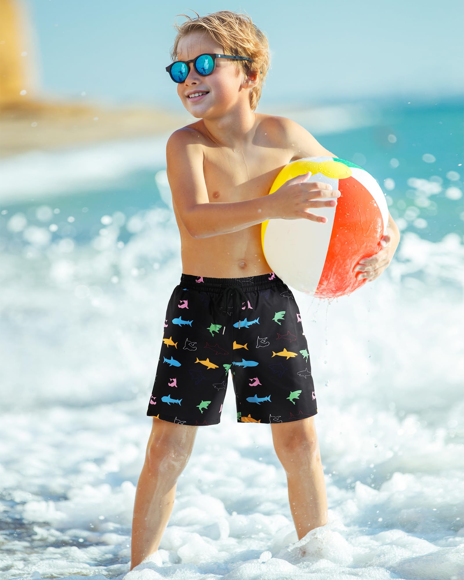HASMES Boys Swim Trunks with Compression Liner - Quick Dry Bathing Suit & Board Shorts for Kids 5-14 Years - Perfect for Swimming, Beach, Pool & Water Sports