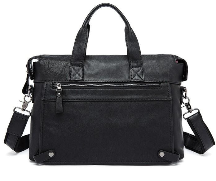Premium Black Leather Messenger Bag for Men & Women - Stylish Laptop Briefcase for Work, Travel & Business (Fits 15.6