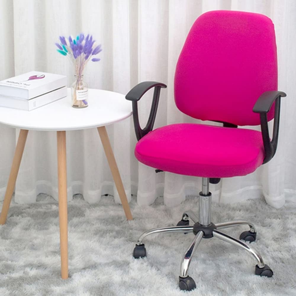 Elastic Spandex Office Chair Cover - Stretchable Armchair Seat Slipcover for Computer, Gaming & Rotating Lift Chairs - Rose Red Chair Protector for Home & Office Use