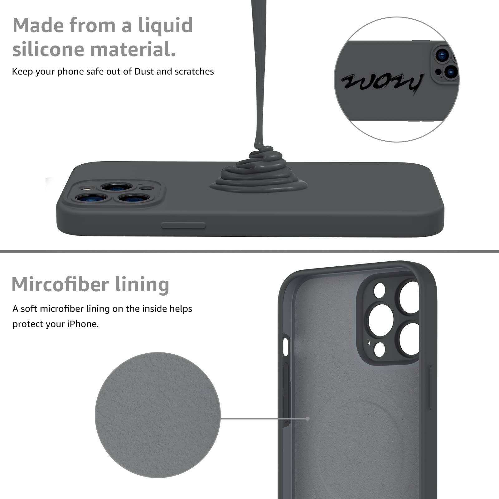 Magnetic Case for iPhone 13 Pro Max (6.7 inch) - MCFANCE Slim Shockproof Silicone Cover with MagSafe Compatibility, Full Camera Protection & Anti-Scratch Microfiber Lining | Perfect for Daily Use, Travel & Outdoor Activities (Dark Gray, 2021 Model)