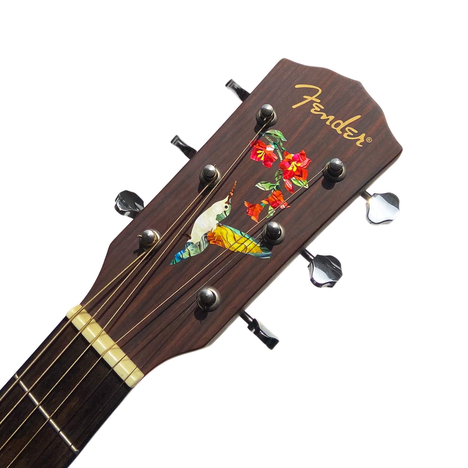 Hummingbird Guitar Stickers for Bass & Ukulele - Floral Inlay Decals for Musicians
