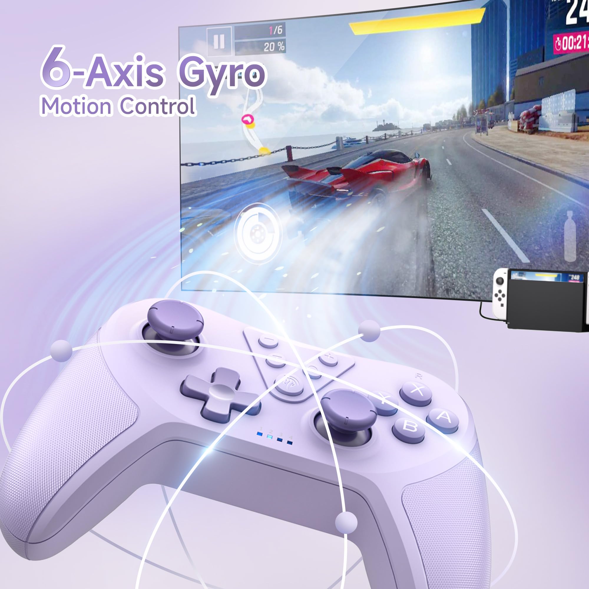 EasySMX T37 Wireless Switch Pro Controller for Nintendo Switch/Switch Lite/Switch OLED - Ergonomic Gamepad with Adjustable Turbo Vibration & Non-Slip Grip | Perfect for Mario Kart, Zelda & Multiplayer Gaming Sessions