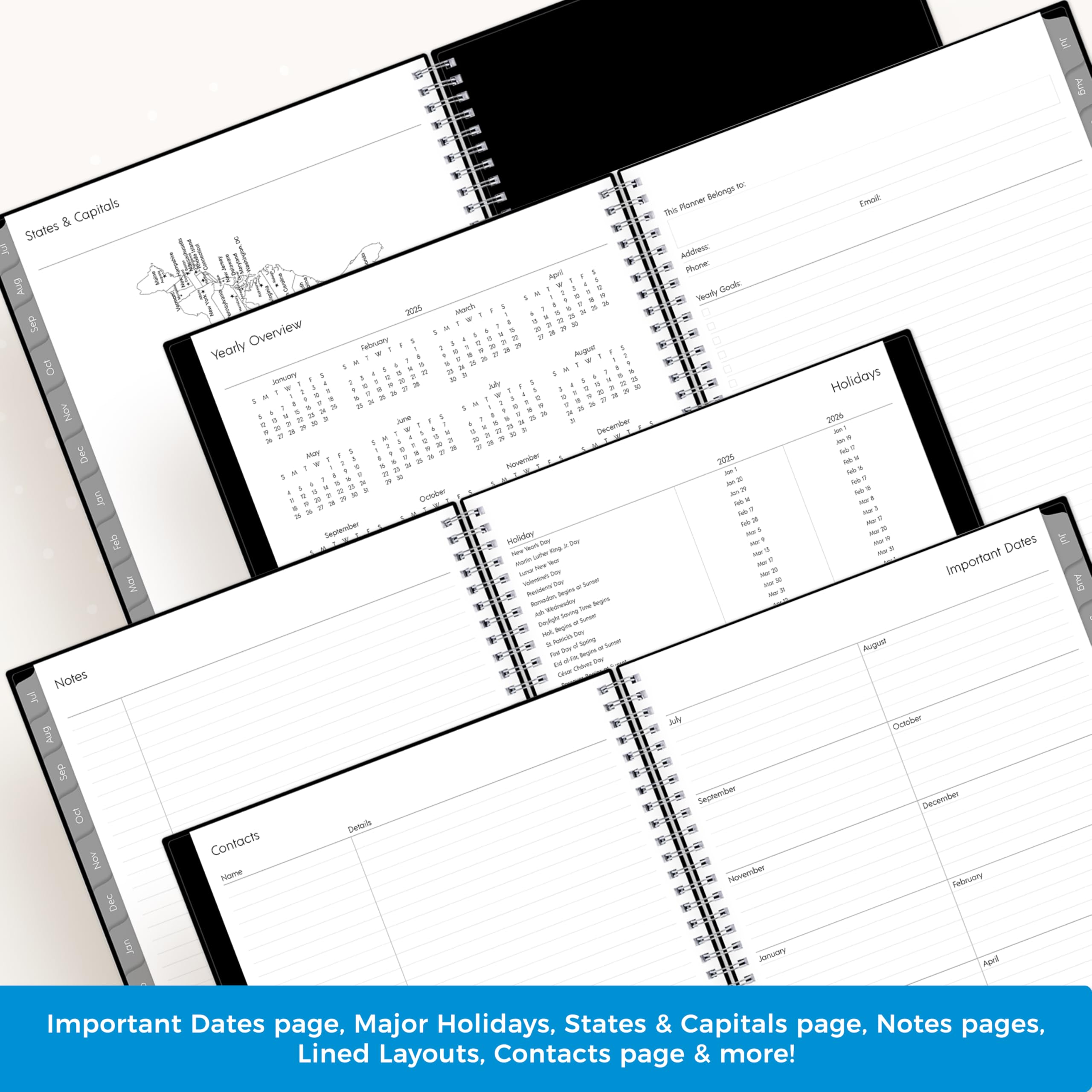 Blue Sky 2025-2026 Academic Planner - Weekly & Monthly Calendar from July to June, 8.5
