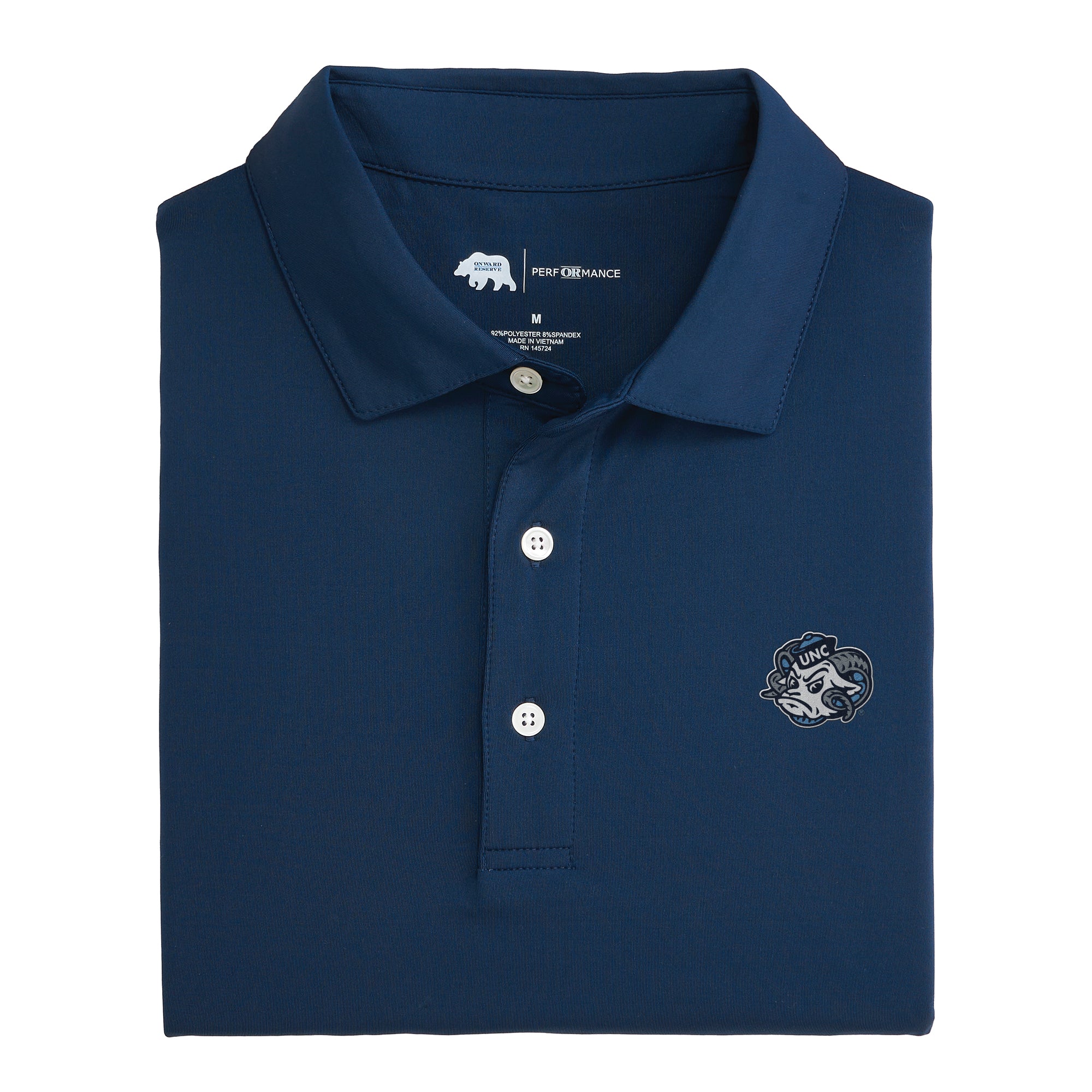 UNC Ram Solid Performance Polo Shirt - Classic Navy Blue - Comfortable & Breathable for Golf, Work & Casual Wear