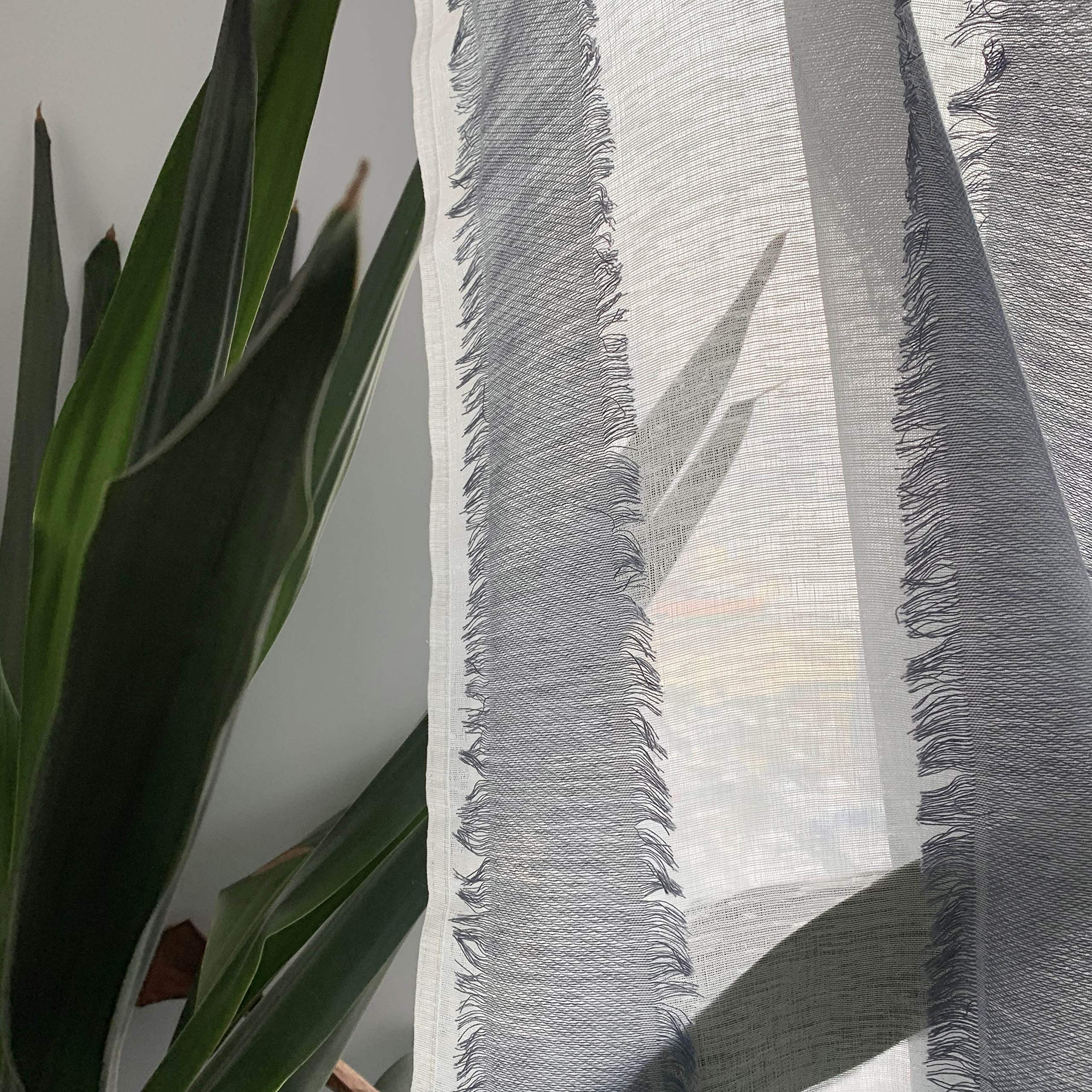 Fragrantex Striped Sheer Cafe Curtains 24