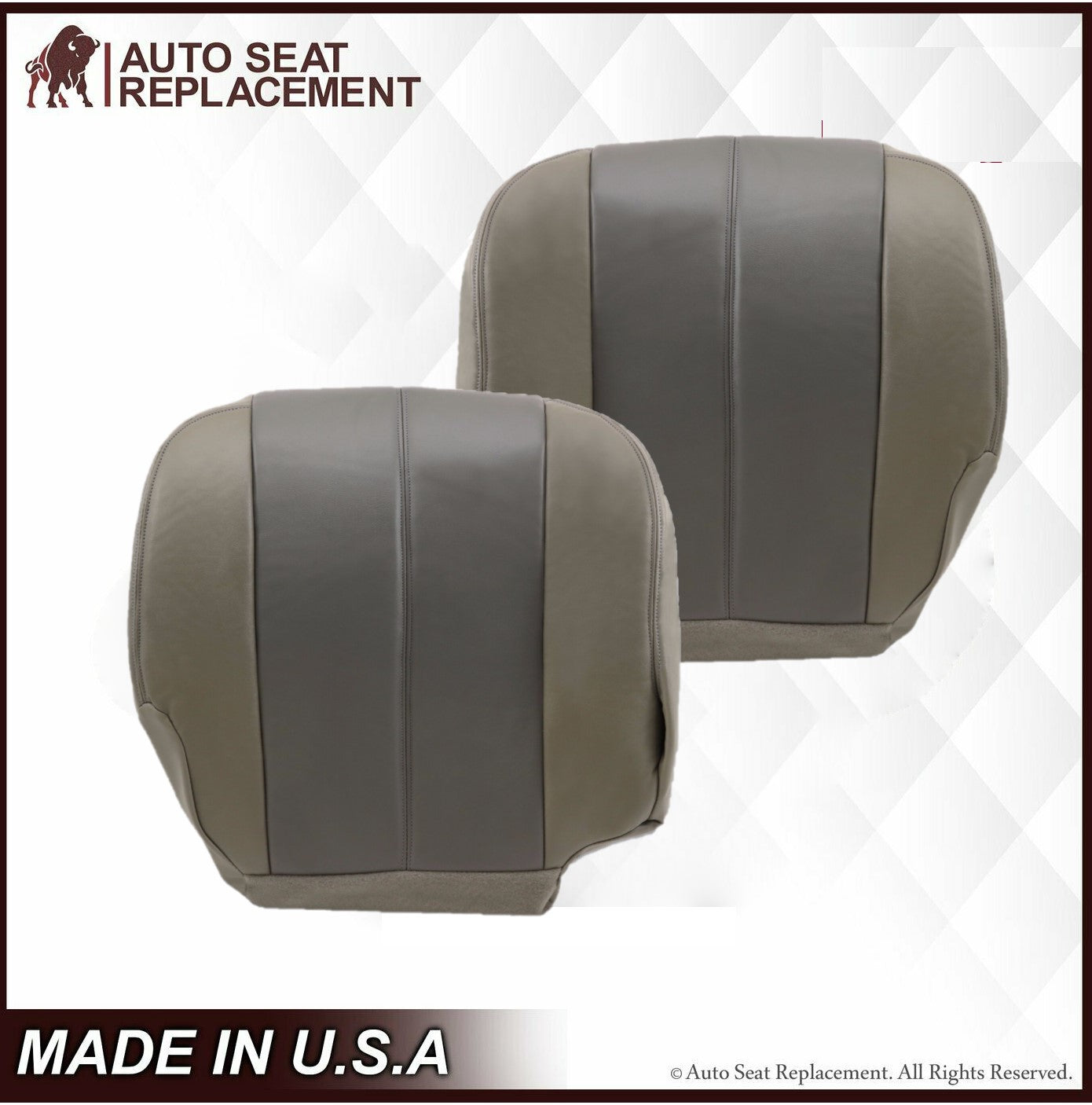 2001-2002 GMC Yukon Denali XL SLT SLE Genuine Leather Replacement Seat Covers - 2-Tone Gray | Custom Fit for Truck & SUV | Upgrade Interior Comfort for Road Trips & Daily Commute