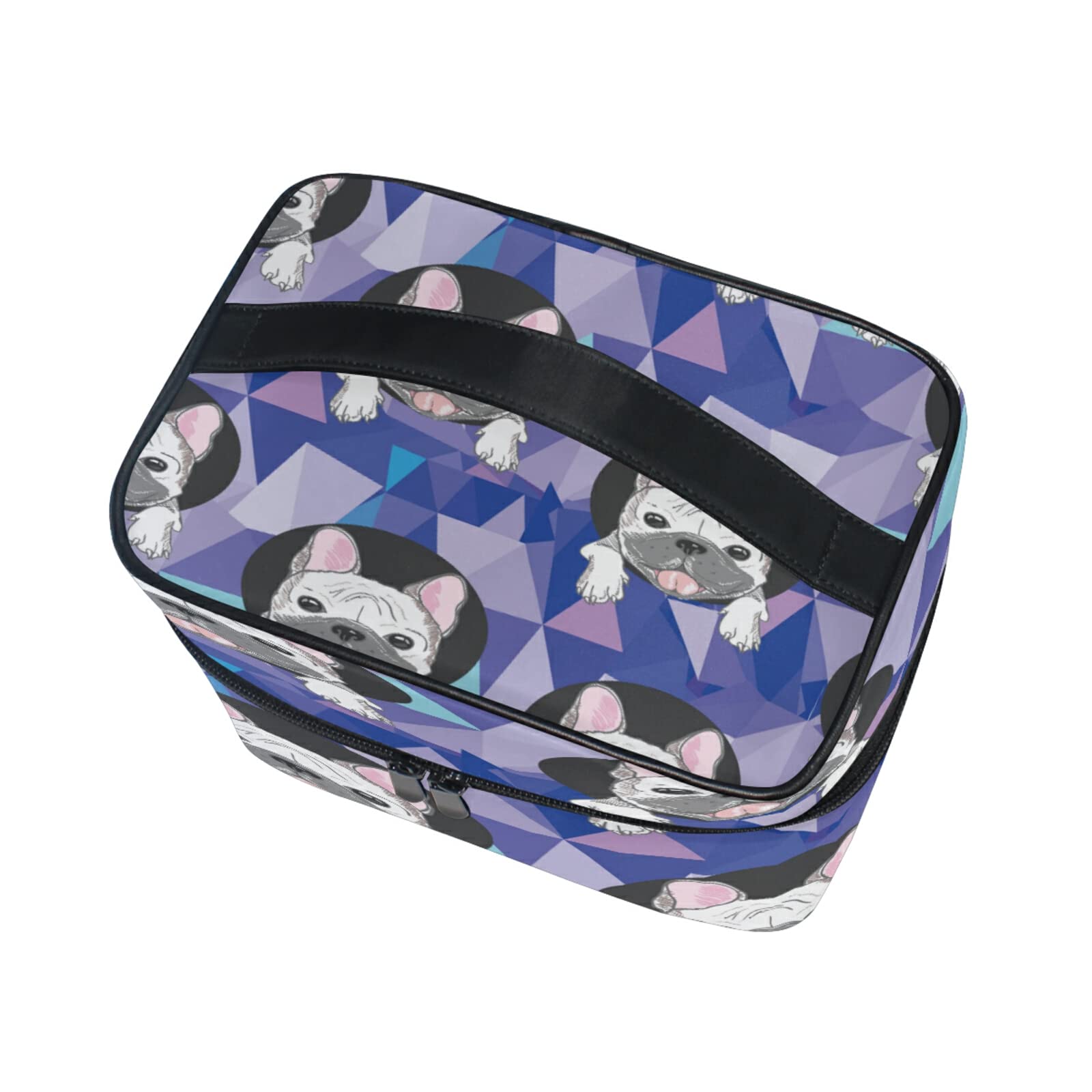 Cute Animal Dog Bulldog Makeup Bag - Travel Cosmetic Organizer with Handle & Zipper Closure - Makeup Storage Pouch for Women & Girls - Perfect for Travel, Gym, and Daily Essentials Organization