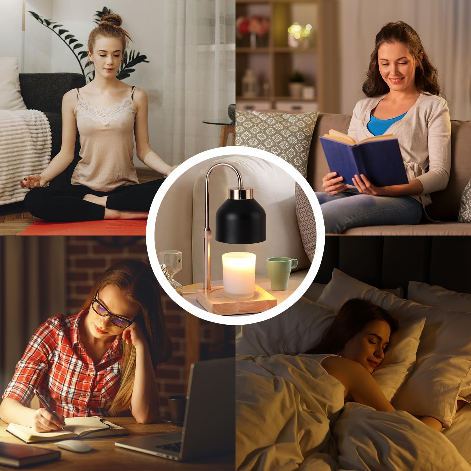 Premium Candle Warmer Lamp with Adjustable Height, Timer & Dimmable Light - Wax Melter for Jar Candles Includes 2 Bulbs (Black) - Perfect for Home Decor, Aromatherapy & Cozy Ambiance