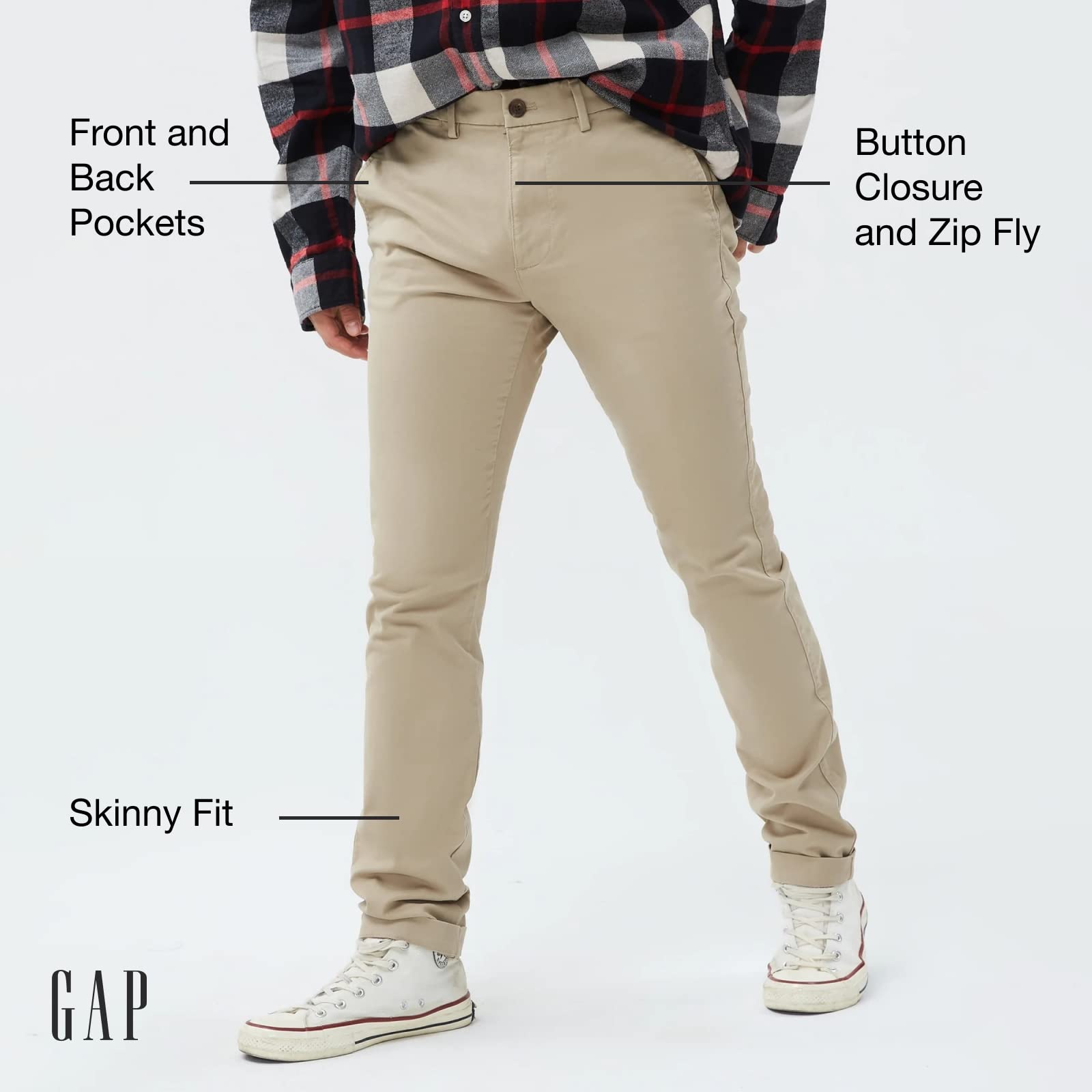 GAP Men's Essential Skinny Fit Khaki Chino Pants - Slim Fit Casual Dress Pants for Work, Office & Everyday Wear