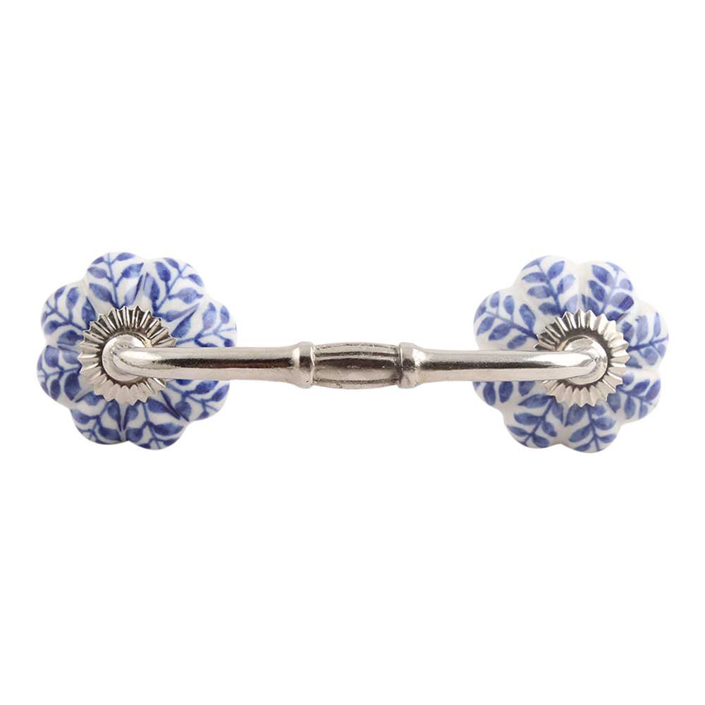 Vintage Ceramic Blue Drawer Pulls - Floral Cabinet Handles 4